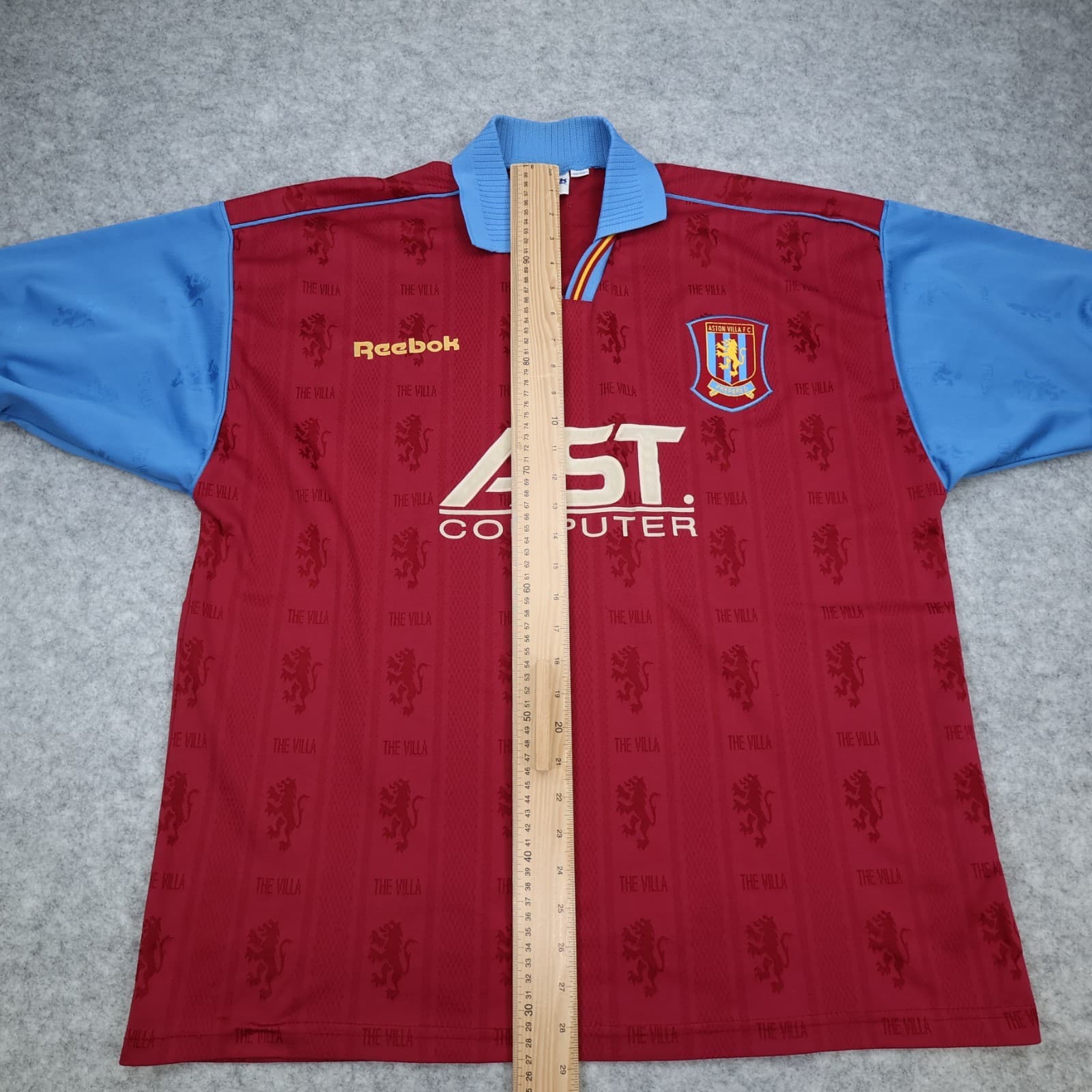 Vintage Aston Villa Shirt 2XL Burgundy Home Kit 1995 1997 Reebok Jersey 46" 48" photo 12