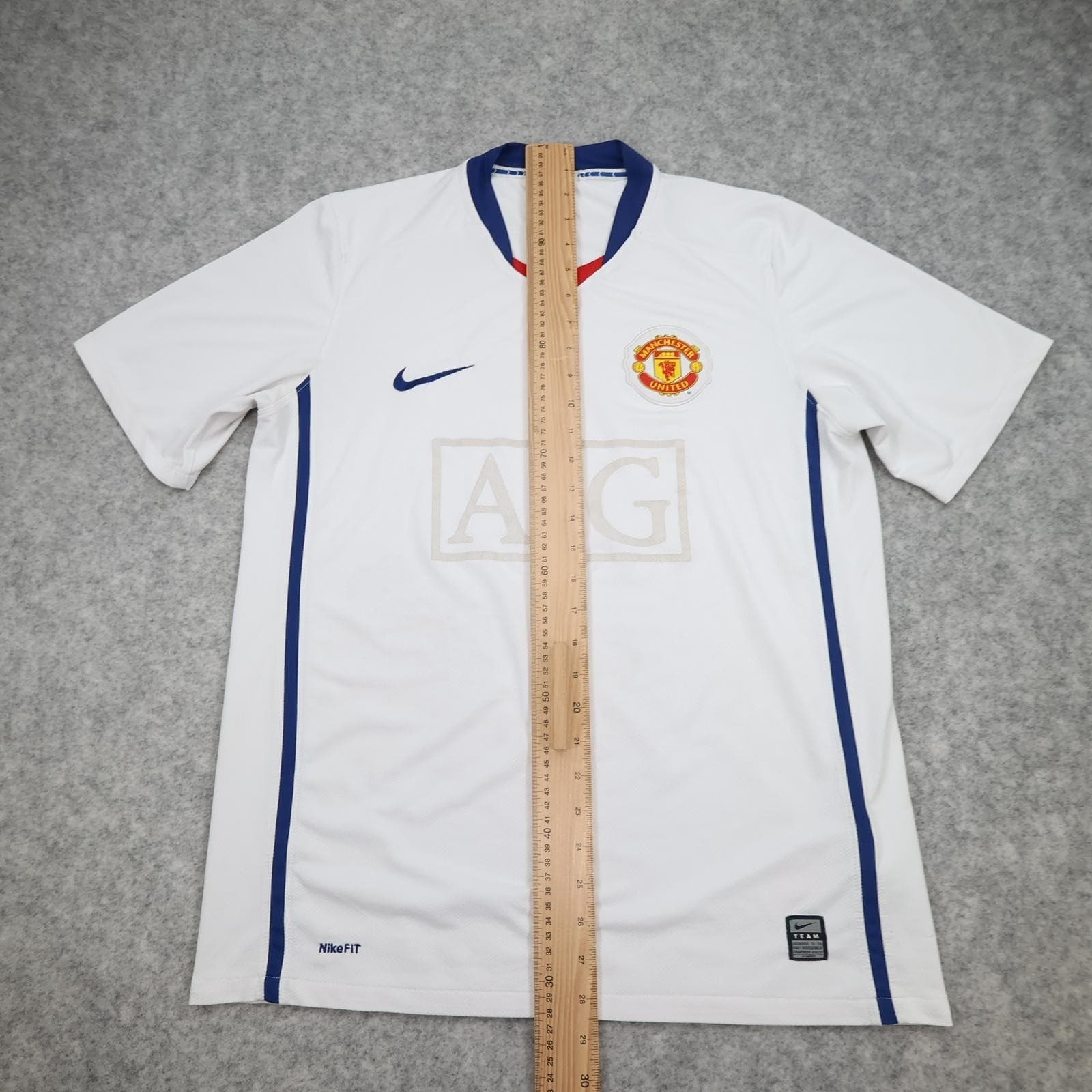 Manchester United Shirt Mens Medium White Away EPL 2008 2009 Nike AIG Jersey photo 14