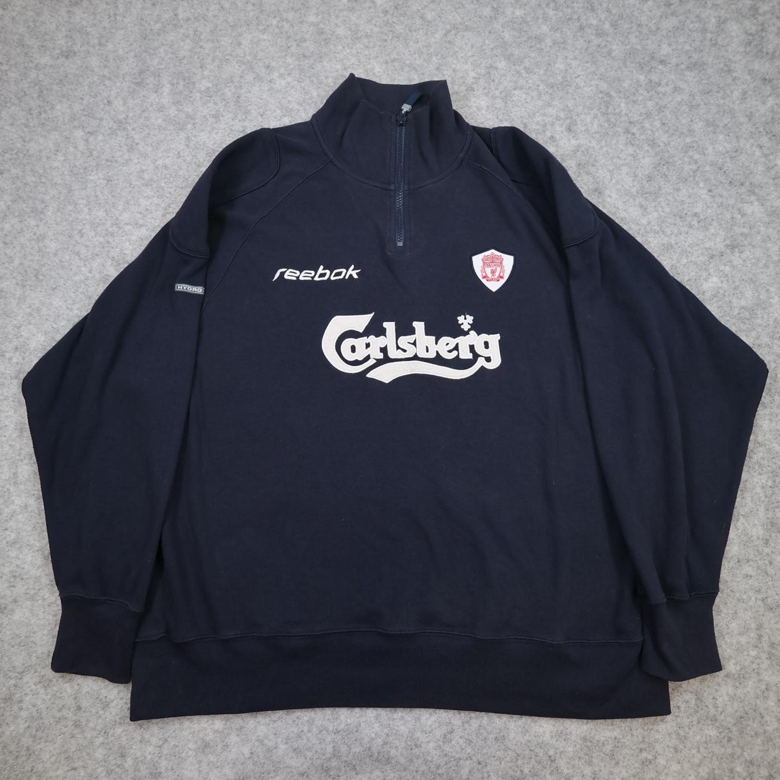 Vintage Liverpool Training Drill Top Mens Small Blue Football Reebok Carlsberg