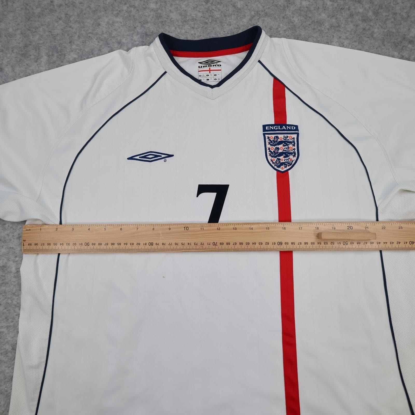 Vintage England Home Shirt Mens 2XL White 2001 2003 Football Umbro Beckham 7 photo 14