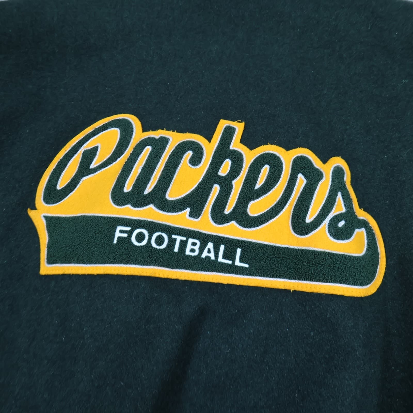 Vintage Green Bay Packers Varsity Jacket Large Green Leather DeLong NFL photo 11