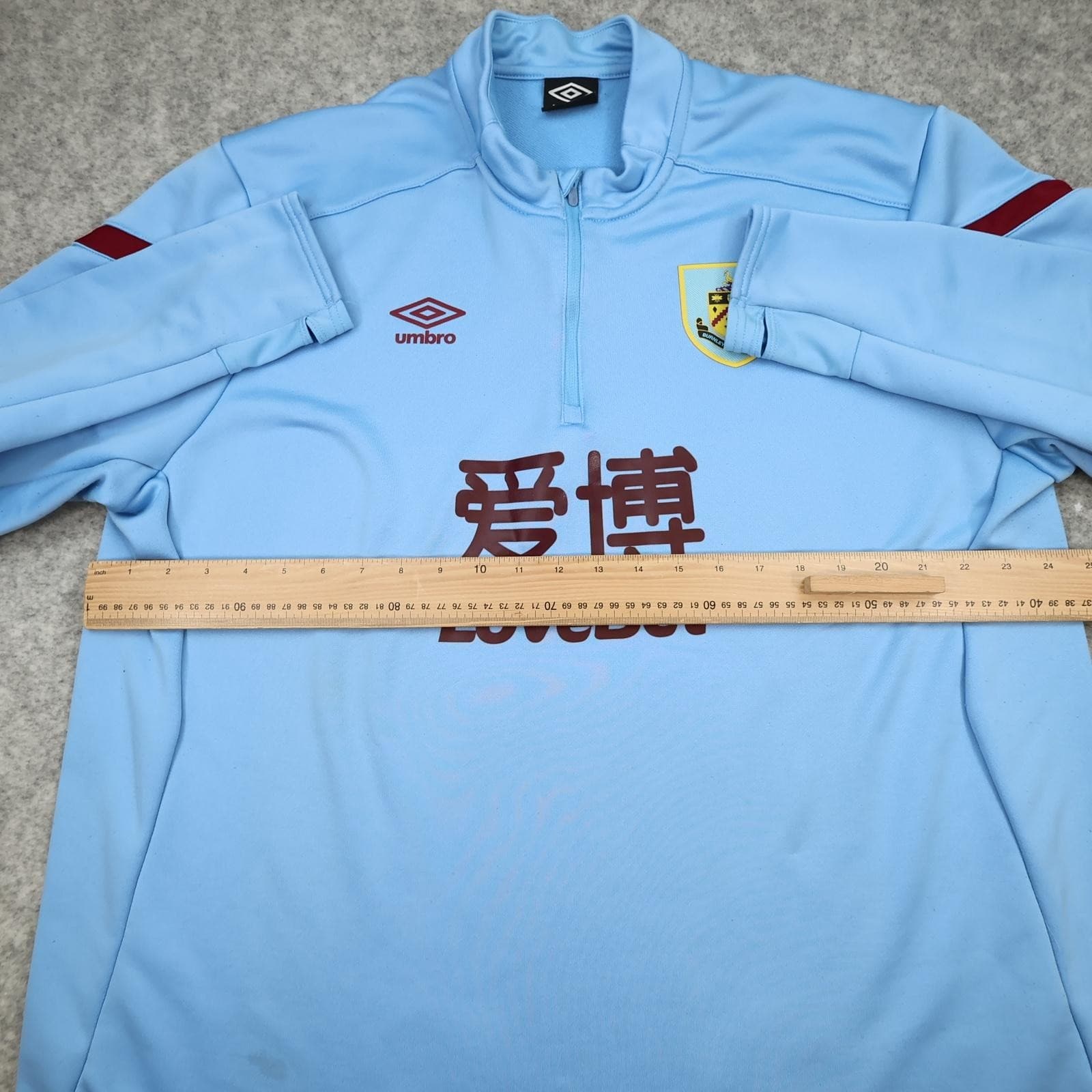 Burnley Training Top Mens 3XL Blue EPL Football Umbro LoveBet 1/4 Zip Jersey photo 11