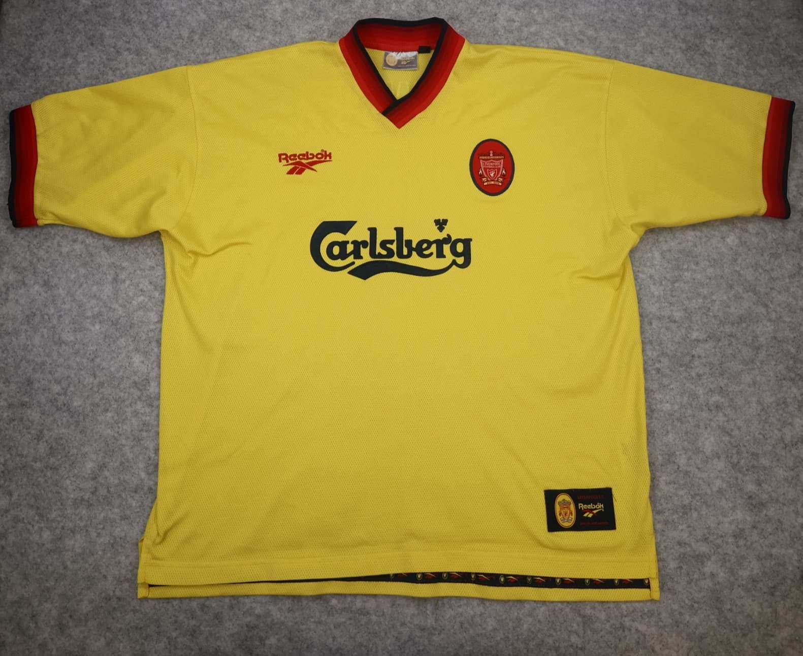 Vintage Liverpool Shirt 2XL Yellow Away Kit 1997 1999 Reebok Jersey 46/48 Fowler photo 2