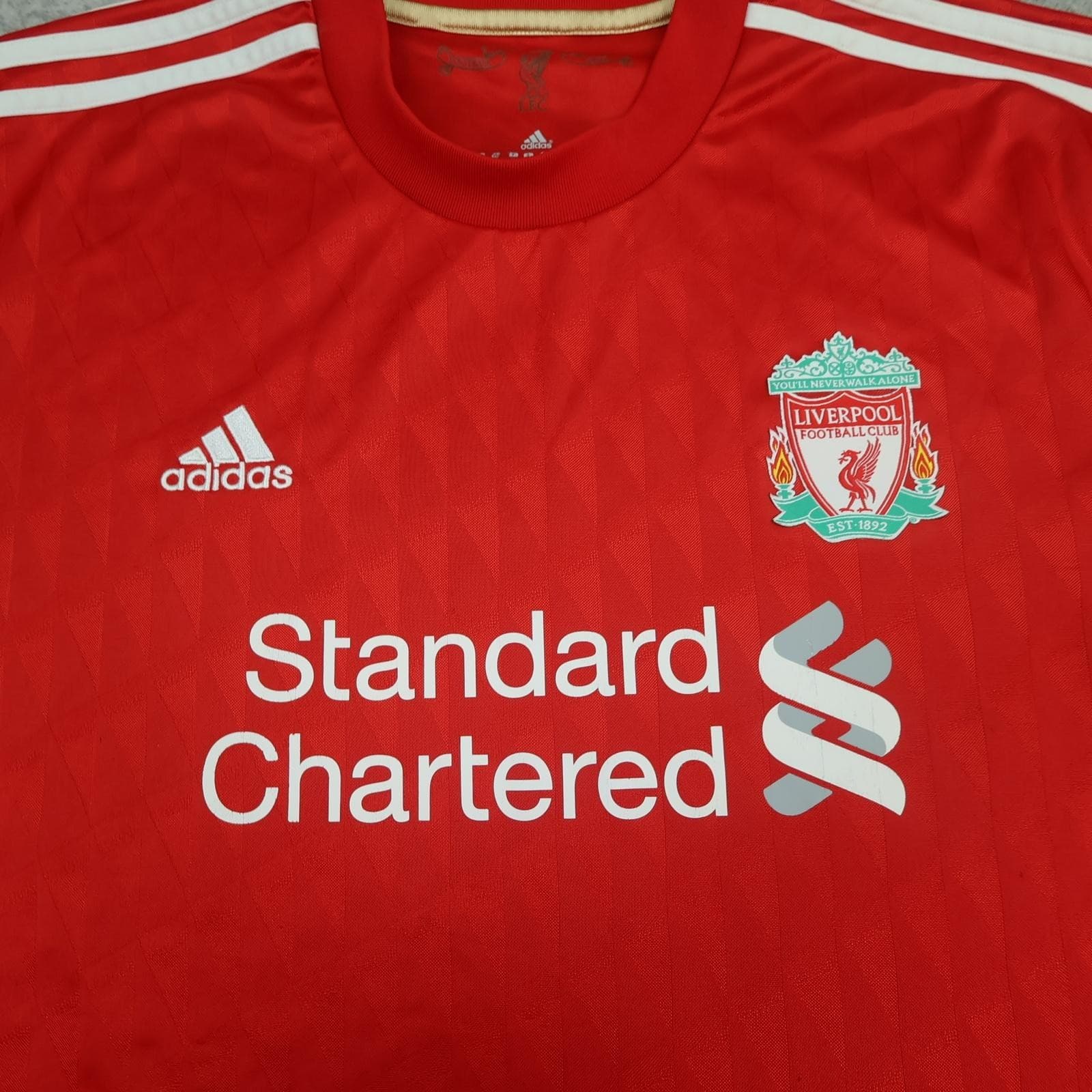 Liverpool Shirt Mens XL Red Home 2010 2012 Football Adidas Standard Chartered photo 3