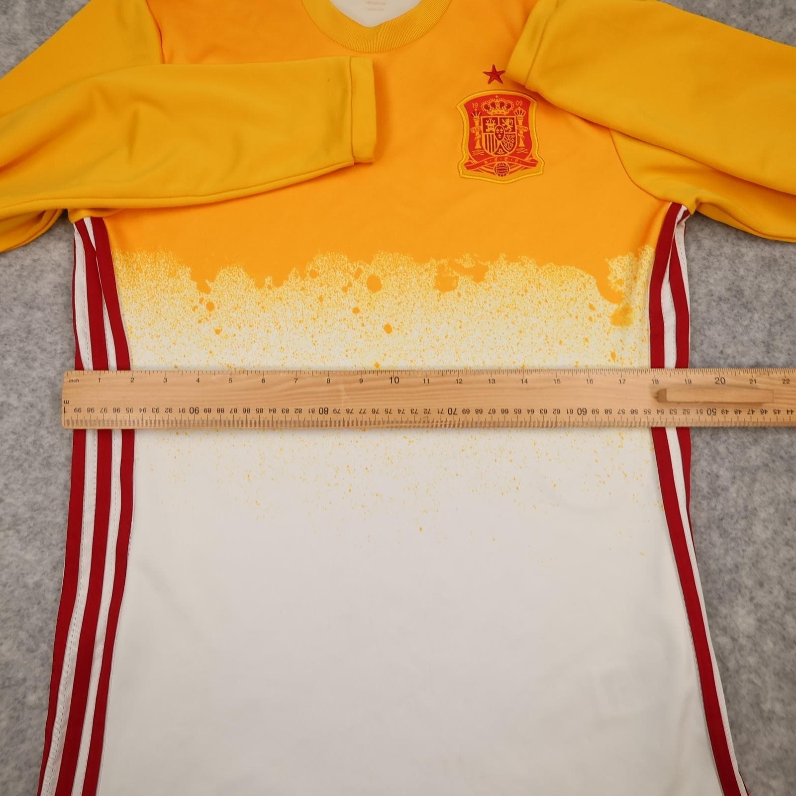 Spain Shirt Mens Medium Yellow Long Sleeve Training Football Adidas Climacool photo 10