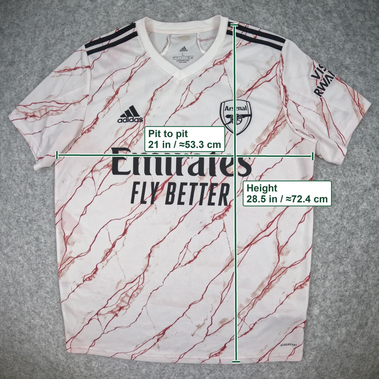 Arsenal Shirt Large White Away 2020 2021 Soccer Jersey Saka photo 7