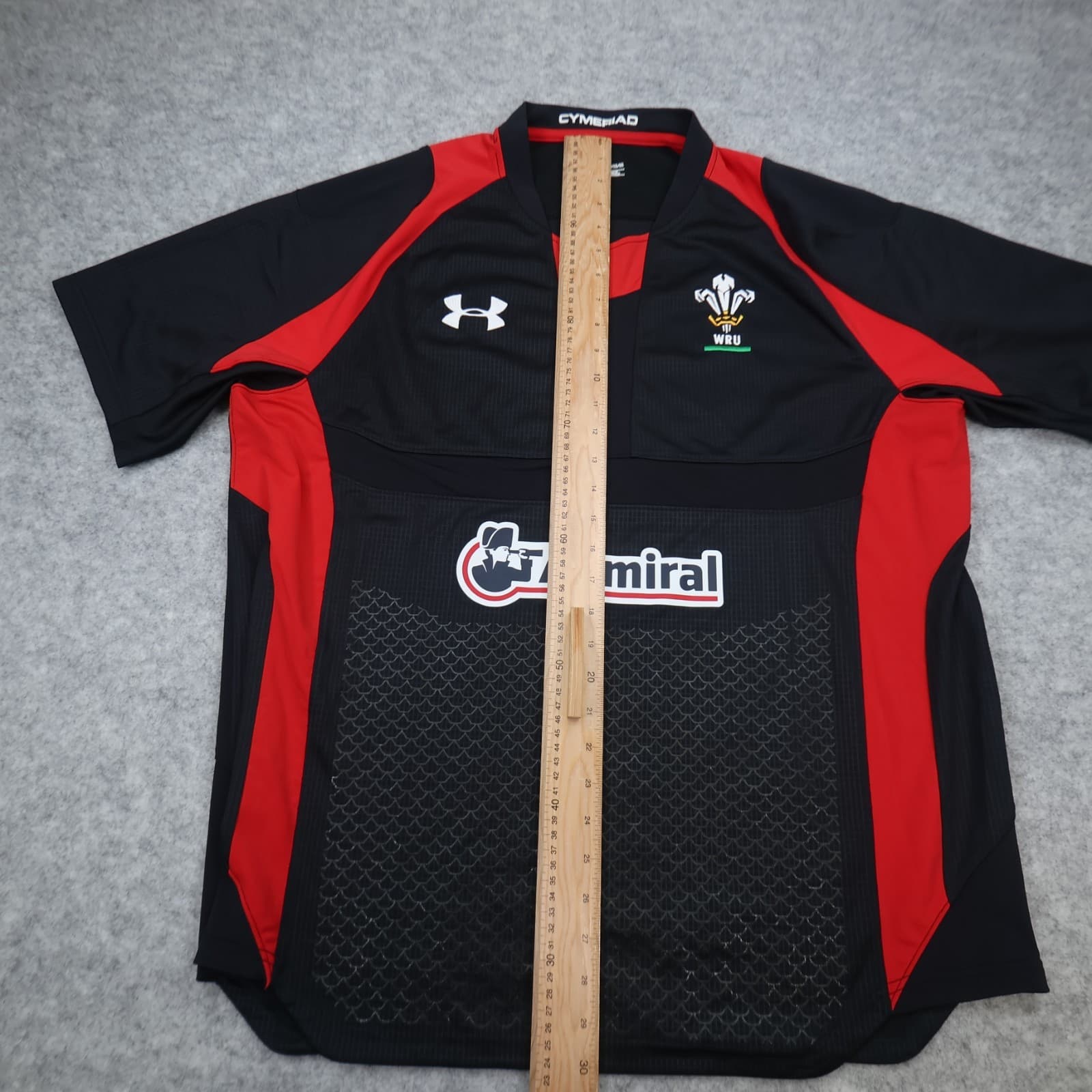 Wales Rugby Shirt 2XL Black Home Kit 2011 2012 Under Armour Jersey Admiral XXL photo 11