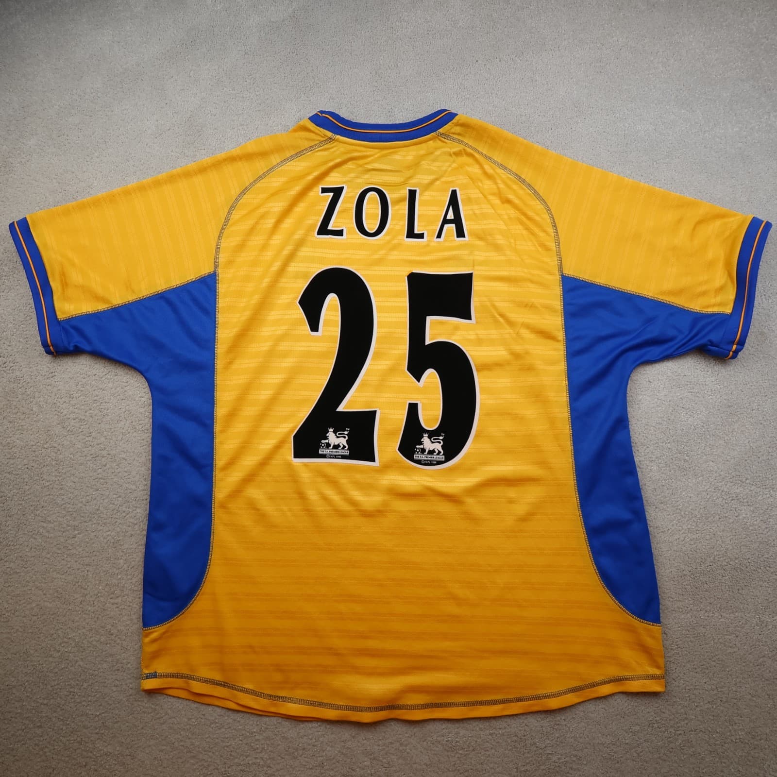 Vintage Chelsea Shirt Extra Large Yellow Third Kit 2000 2001 Jersey Zola 25 XL