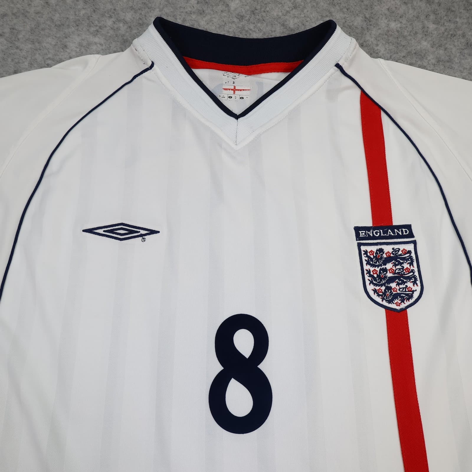 Vintage England Home Shirt Mens XL White 2001 2003 Football Umbro Scholes 8 photo 8