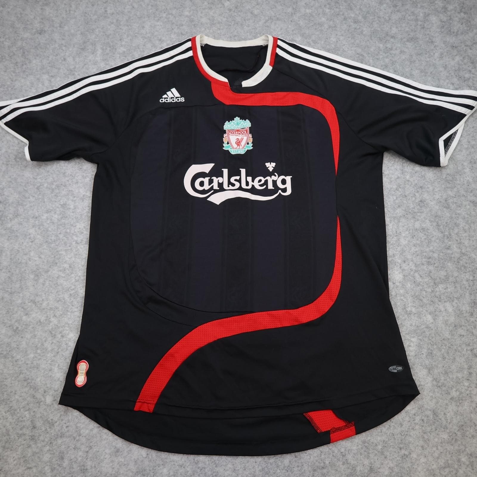 Liverpool Shirt Mens Large Black 2007 2008 Third Adidas Carlsberg Jersey