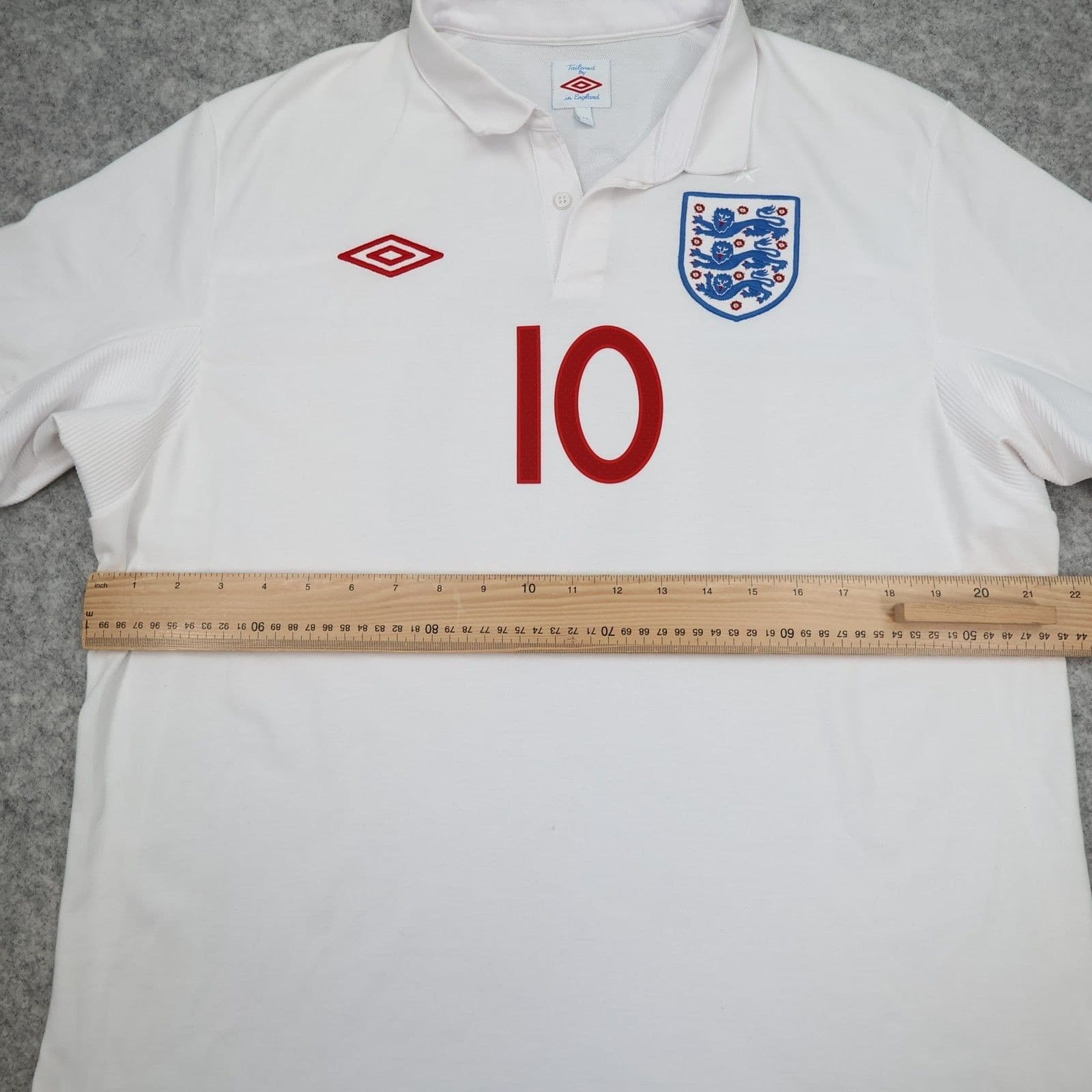 England Football Shirt Large White Home Kit Umbro 2009 2010 44 Wayne Rooney photo 9
