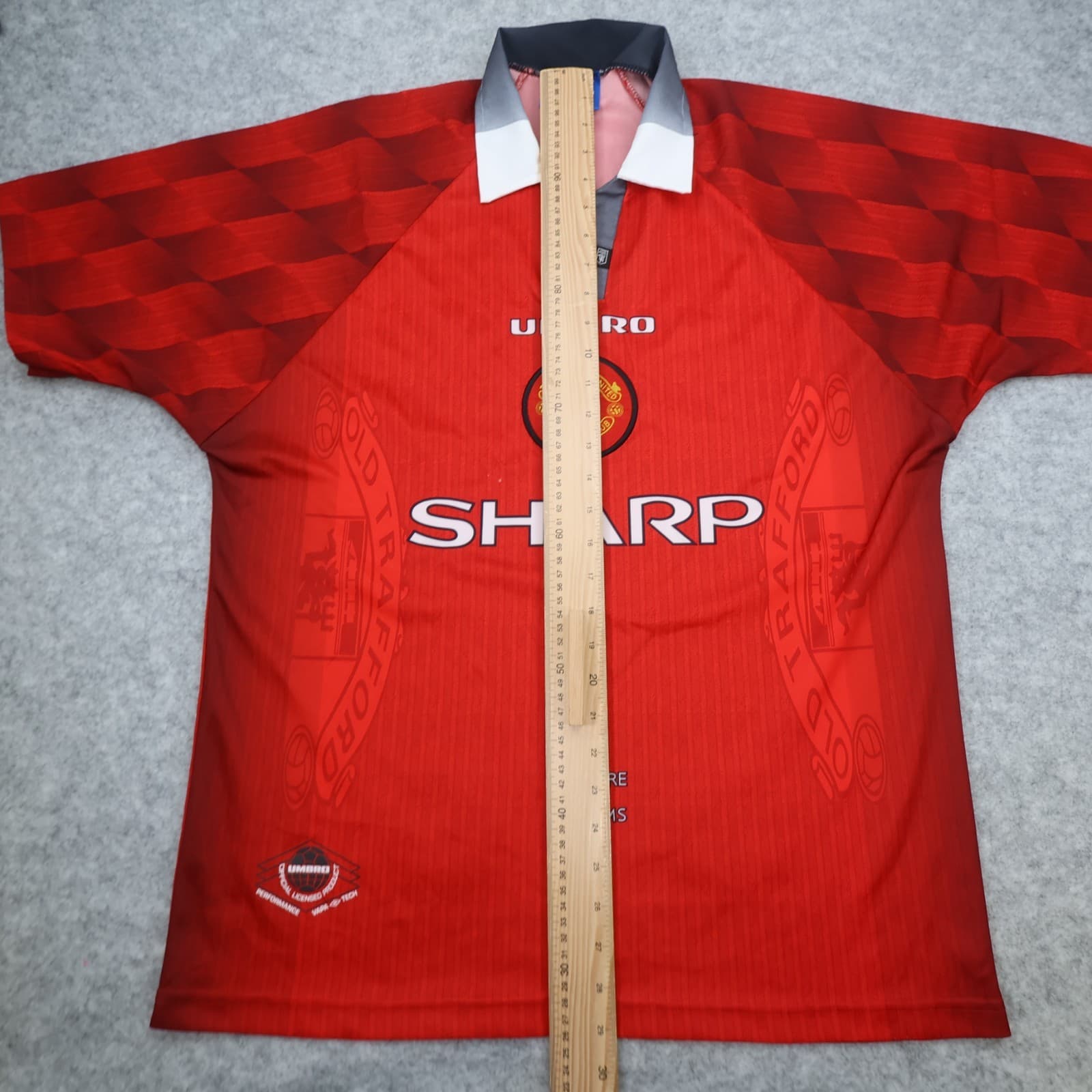 Vintage Manchester United Shirt Large Red Home 1996 1998 Umbro Soccer Jersey photo 13