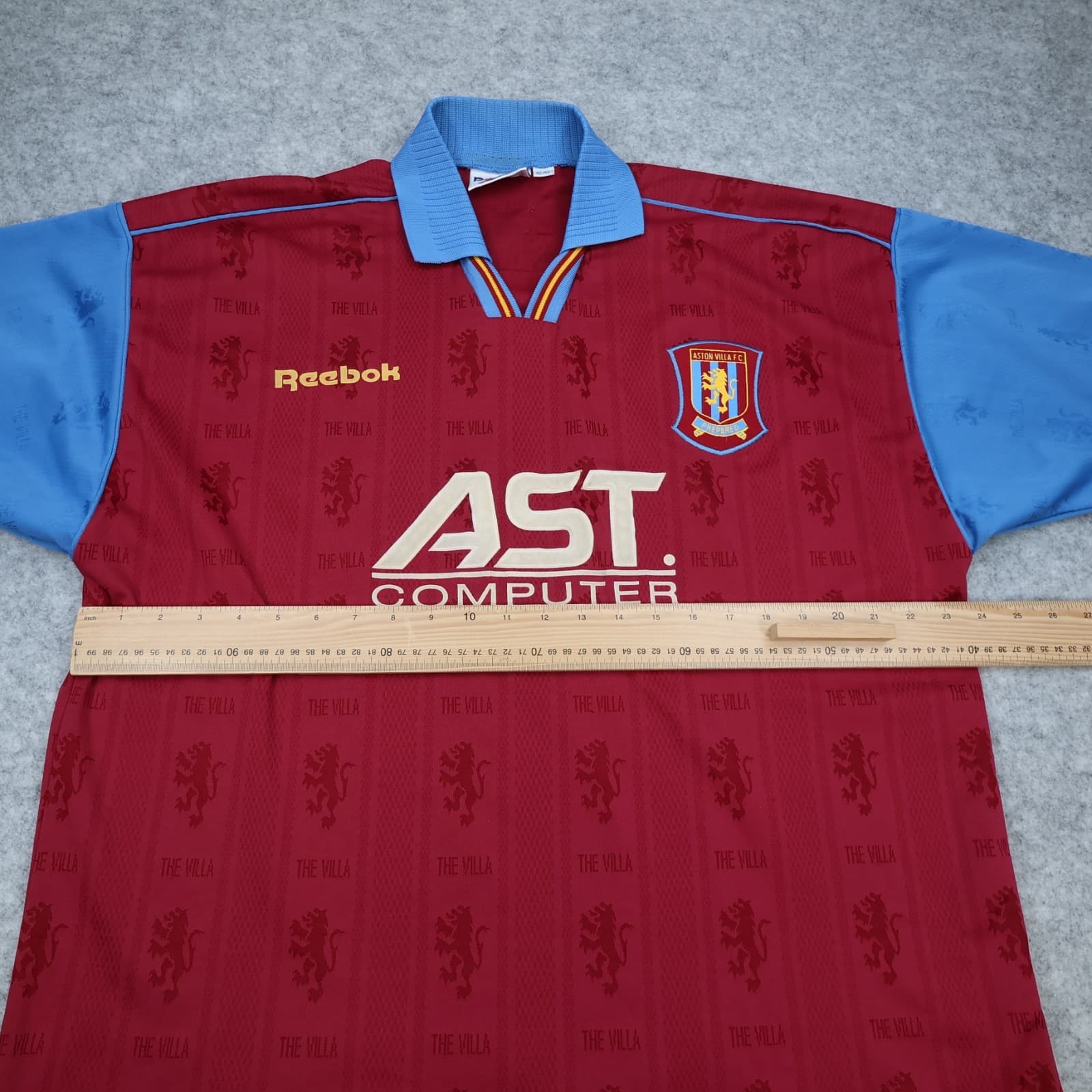 Vintage Aston Villa Shirt 2XL Burgundy Home Kit 1995 1997 Reebok Jersey 46" 48" photo 10