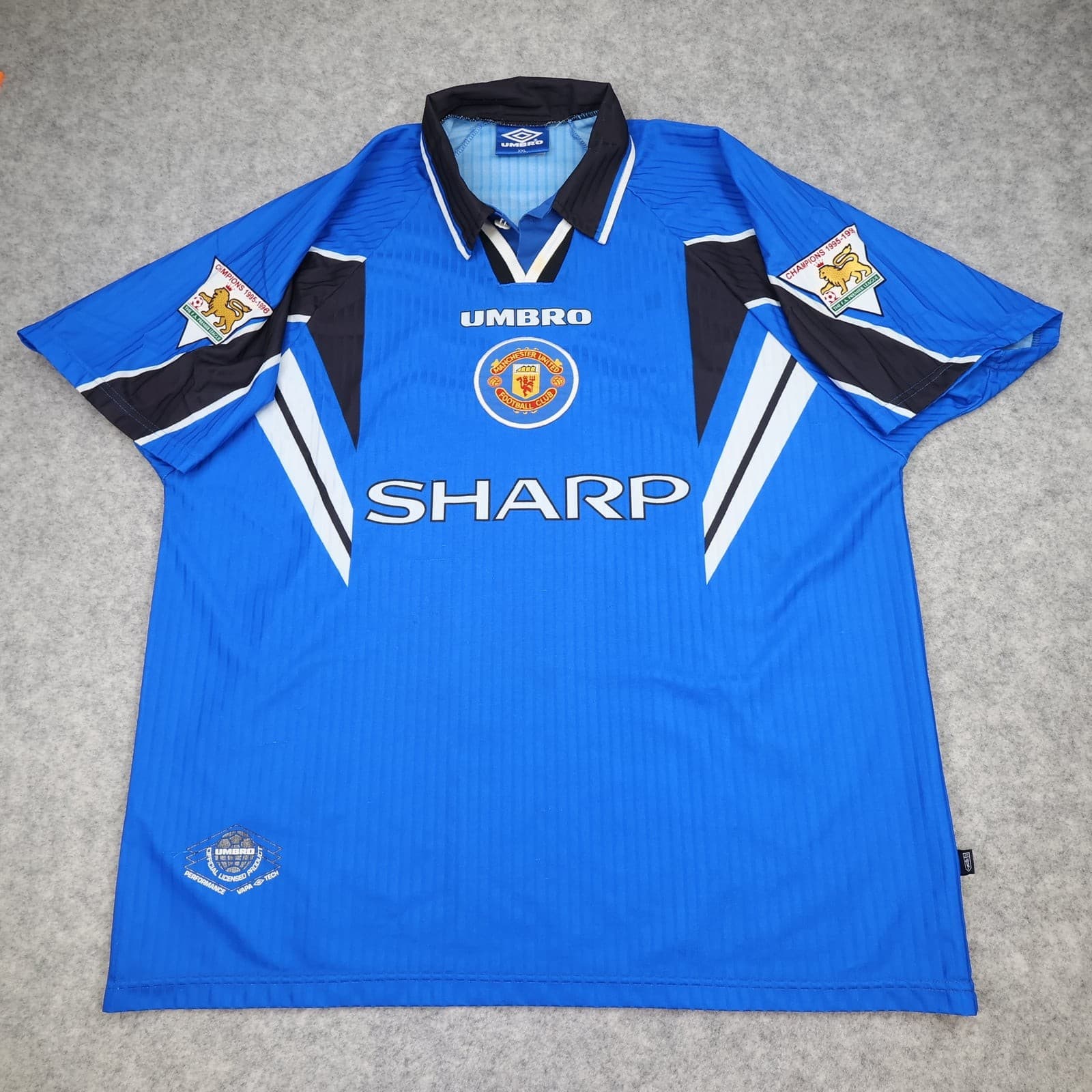 Manchester United Football Shirt 2XL Blue Third 1996 1998 Umbro Beckham 10