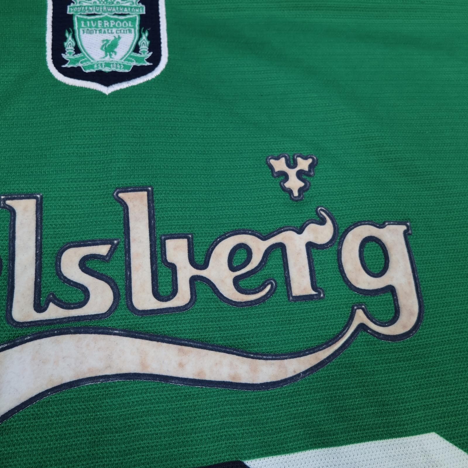 Vintage Liverpool Away Shirt Mens Small Green 1999 2001 Reebok Carlsberg photo 6