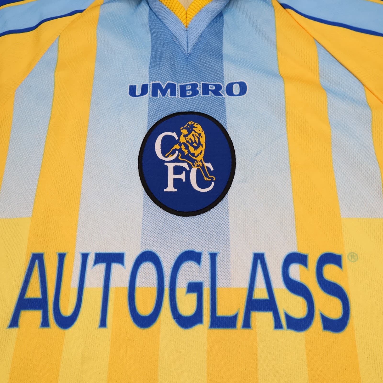 Vintage Chelsea Shirt Medium Yellow Away Kit 1997 1998 Autoglass Soccer Jersey photo 3
