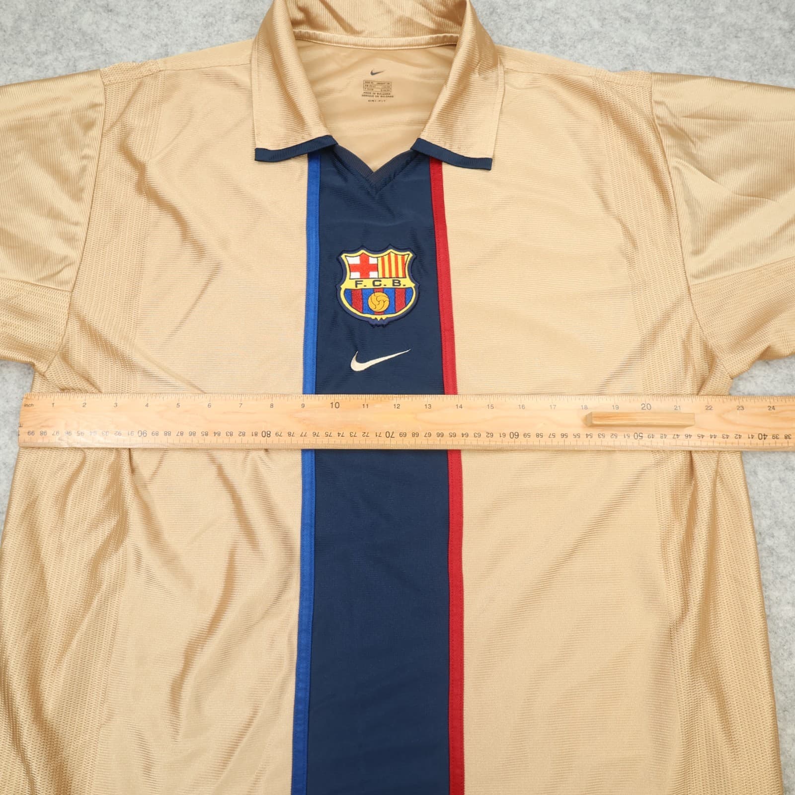 Vintage Barcelona Shirt Extra Large Gold Away Kit 2001 2003 Nike Soccer Jersey photo 10