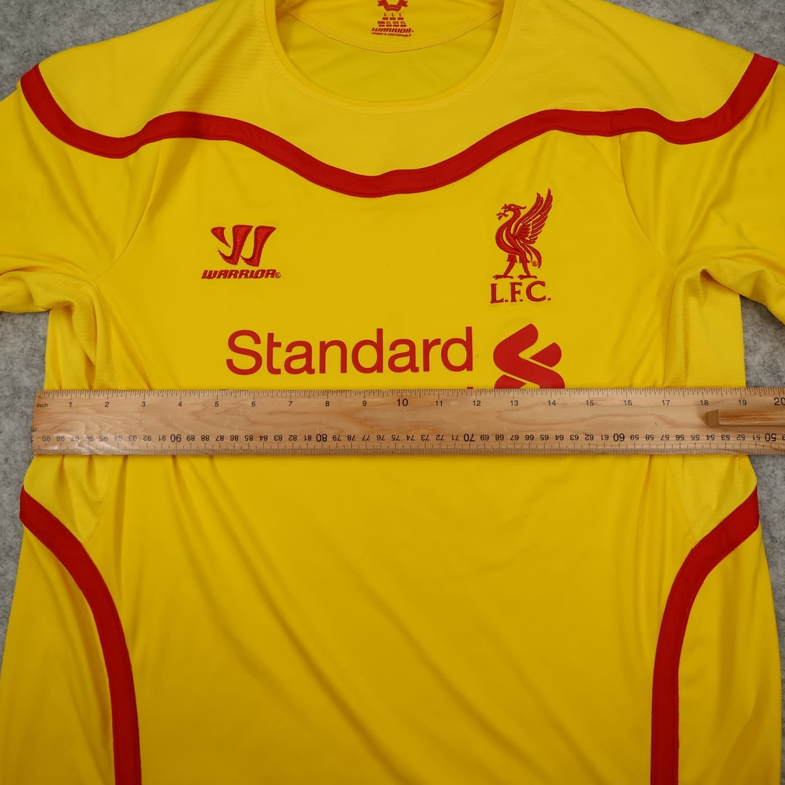 Liverpool Shirt Large Yellow Away Kit 2014 2015 Warrior Soccer Jersey photo 11