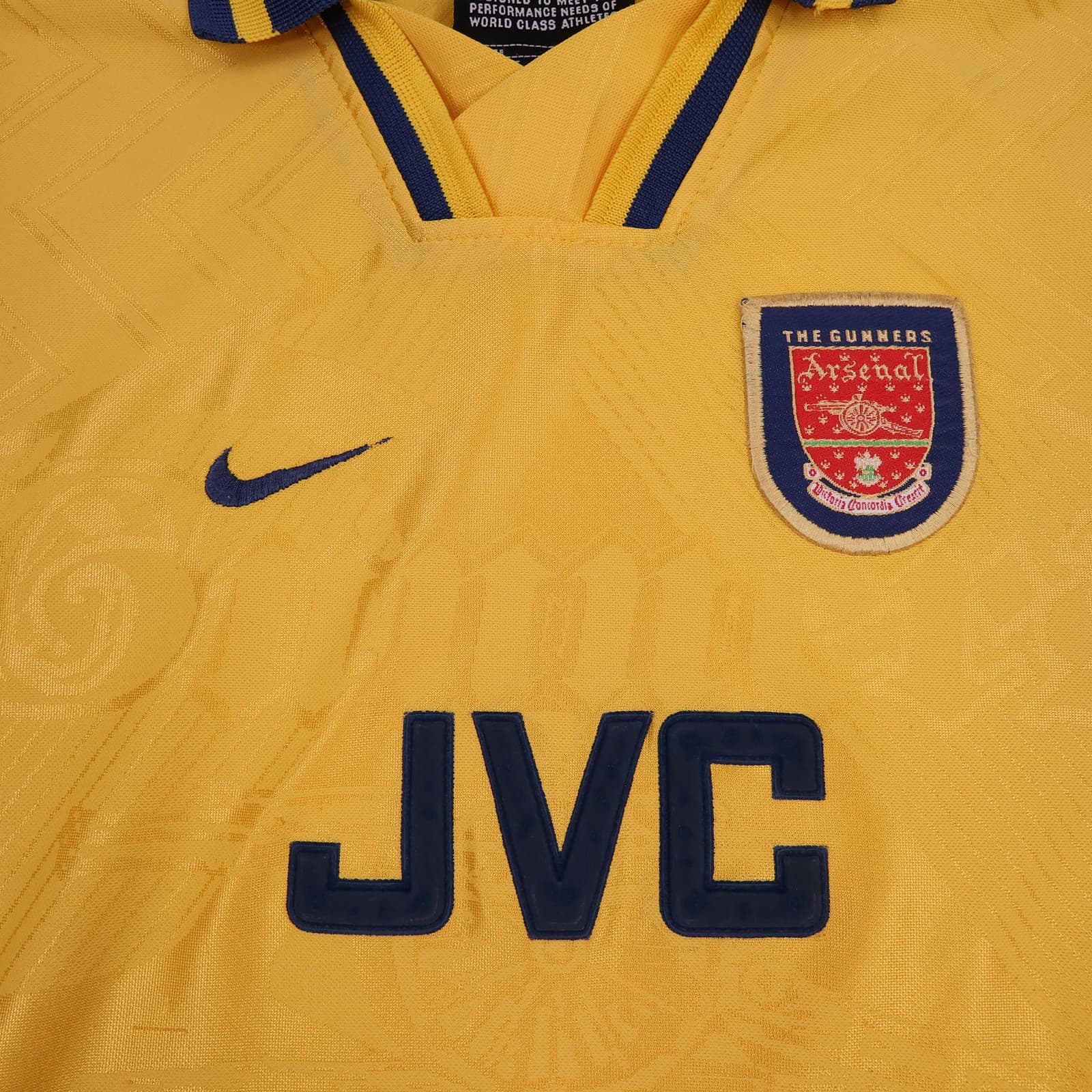Vintage Arsenal Shirt XL Boys Yellow Away 1996 1997 Football Nike JVC Jersey photo 4