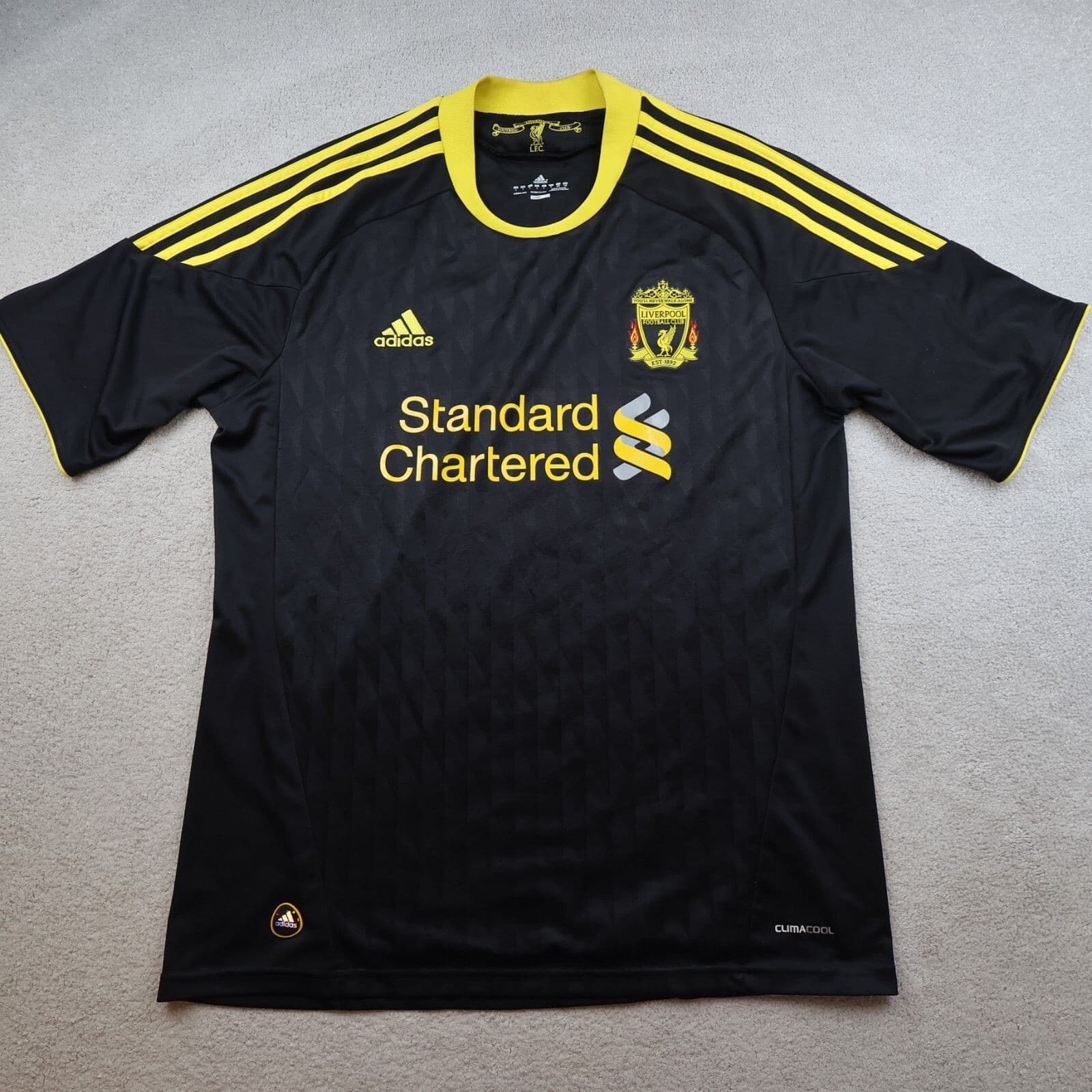 Liverpool Shirt Large Black Away Kit 2010 2011 Adidas Soccer Jersey Luis Suarez photo 2