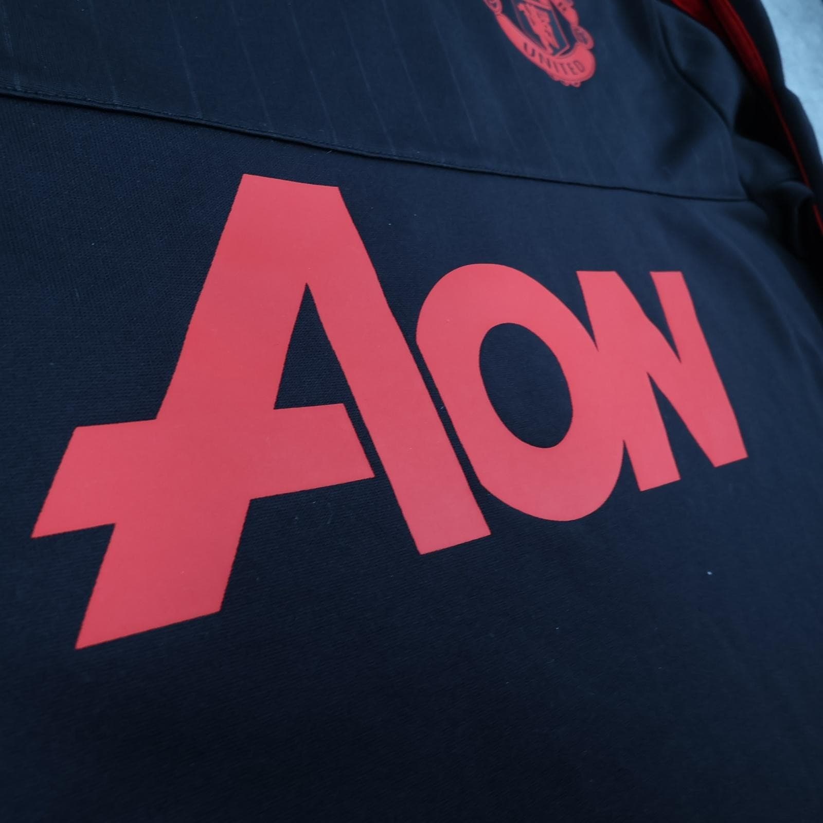 Manchester United Training Top Mens Medium Black Football Adidas Aon 2015 2016 photo 7