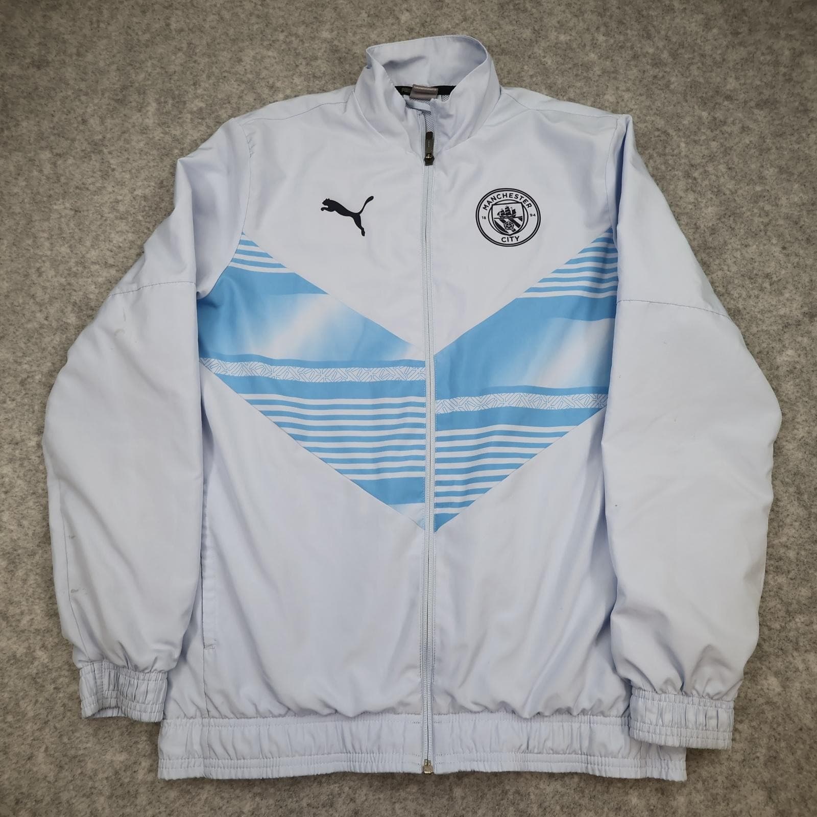 Manchester City Jacket Youth XL White EPL Football Puma Track Top 15-16 Years