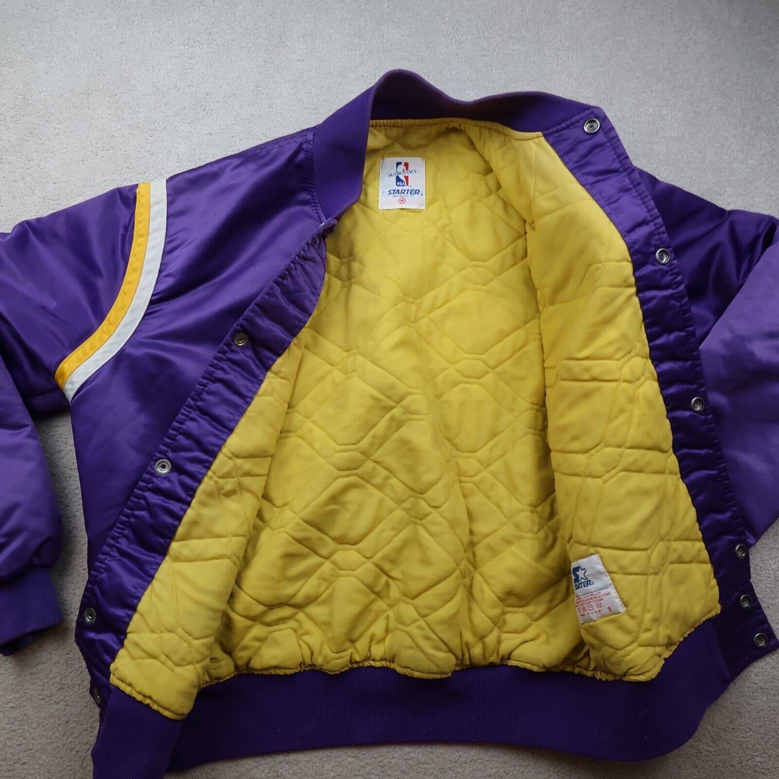Vintage Los Angeles Lakers Jacket Medium Starter 80s NBA Varsity Purple Satin photo 6
