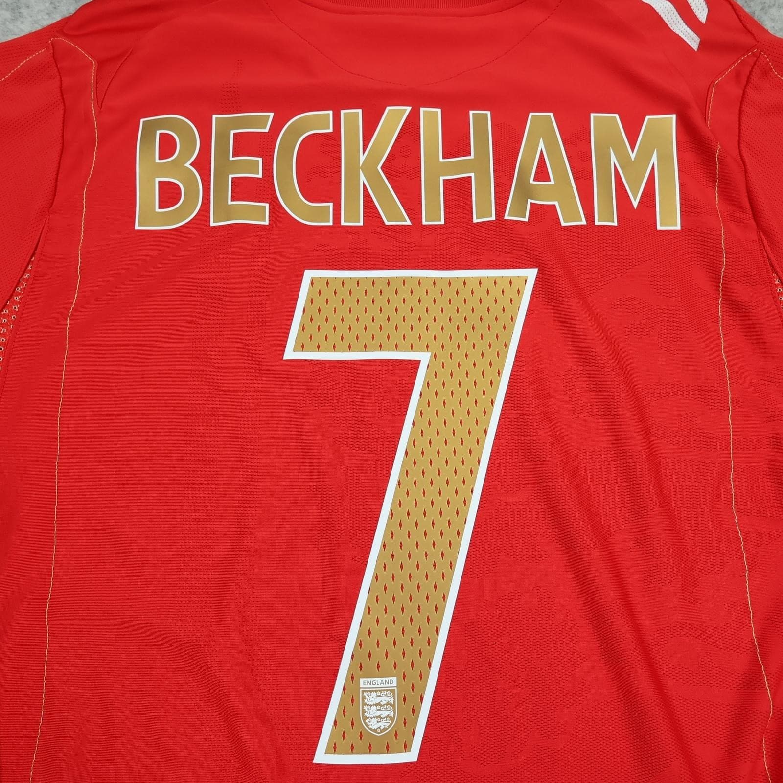 England Away Shirt Mens Medium Red 2006 2008 Football Umbro Beckham 7 Jersey photo 4