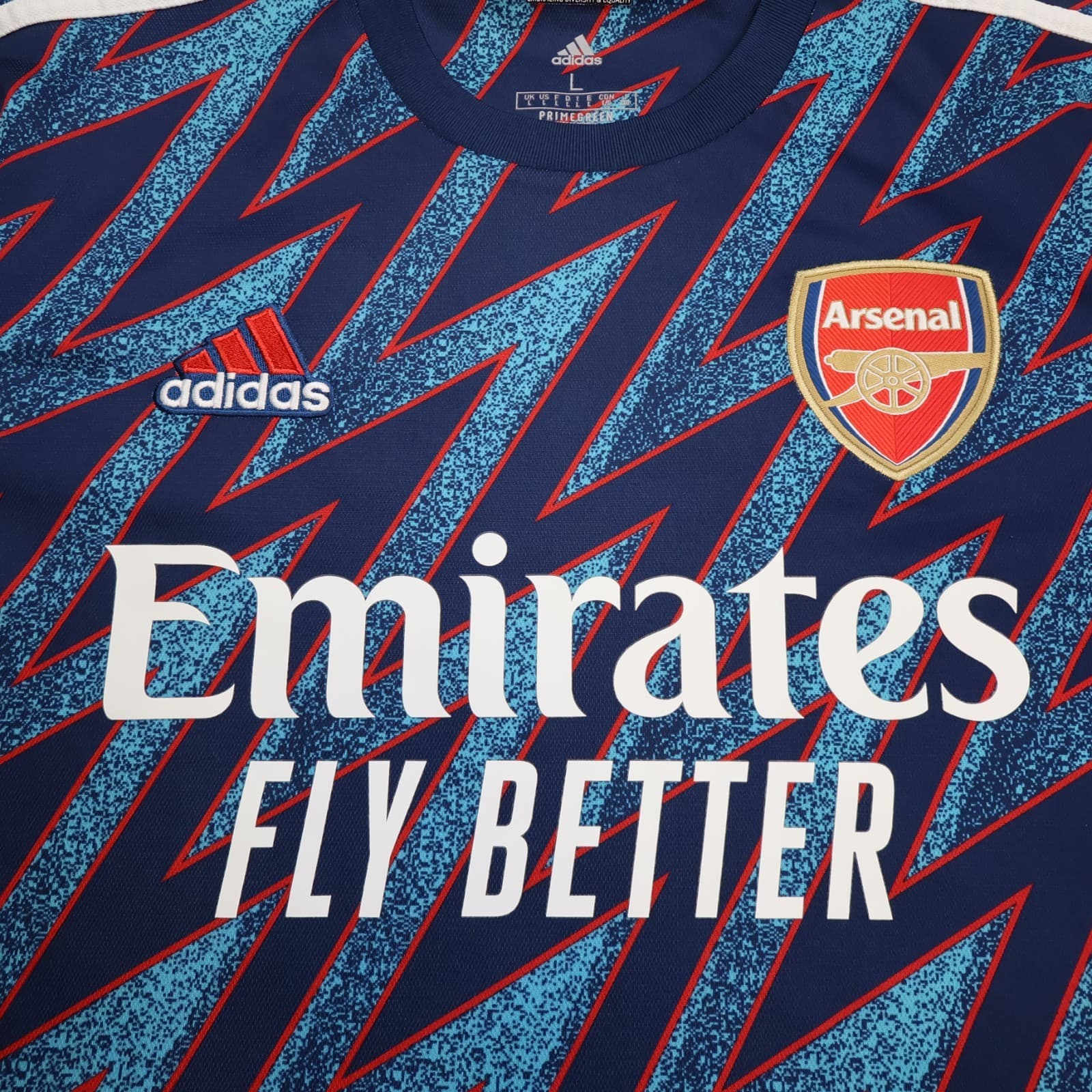 Arsenal Shirt Large Blue Third Kit 2021 2022 Adidas Football Jersey Saka Soccer photo 3