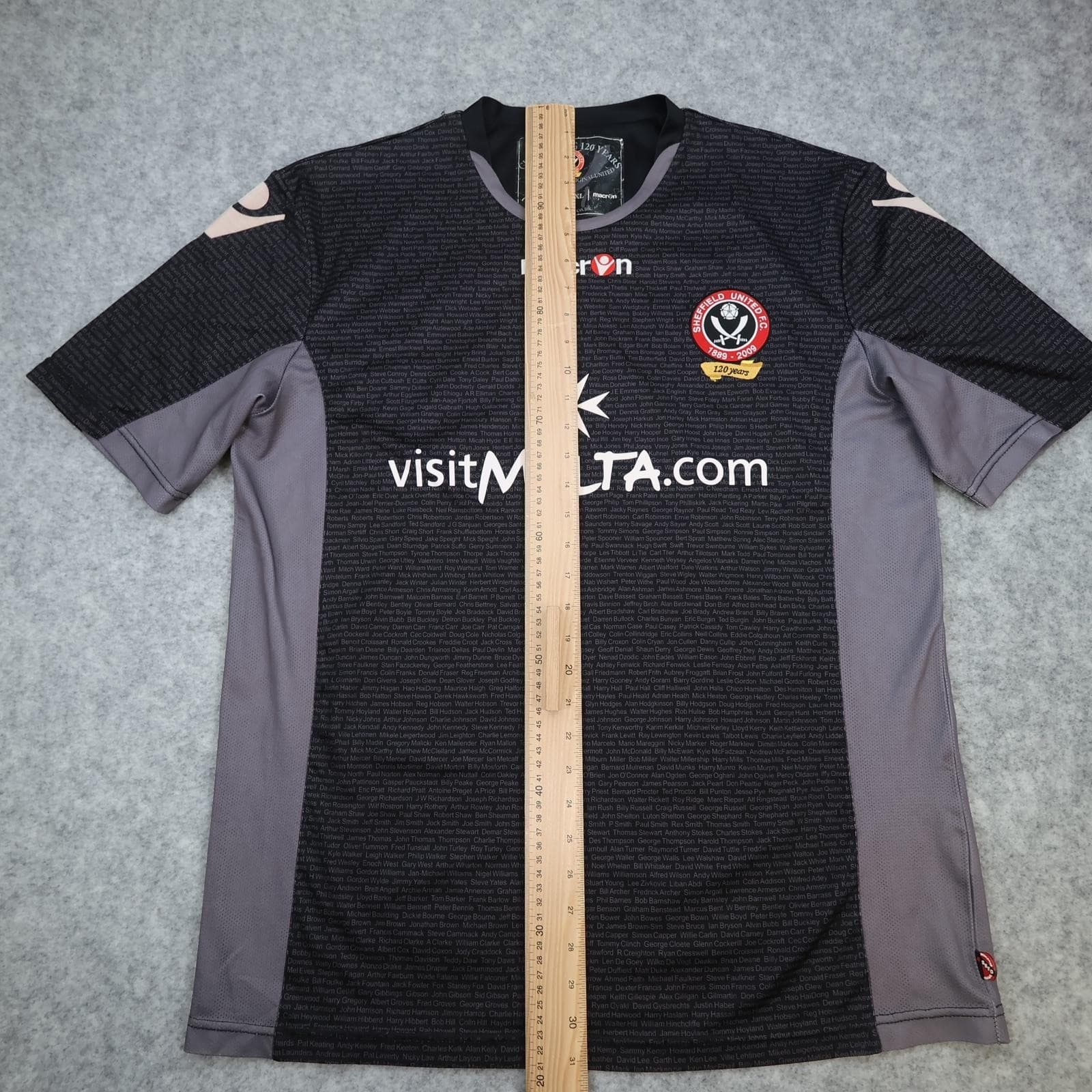 Sheffield United Shirt Mens XL Black 3rd Kit Macron VisitMalta 2008 2009 Jersey photo 9