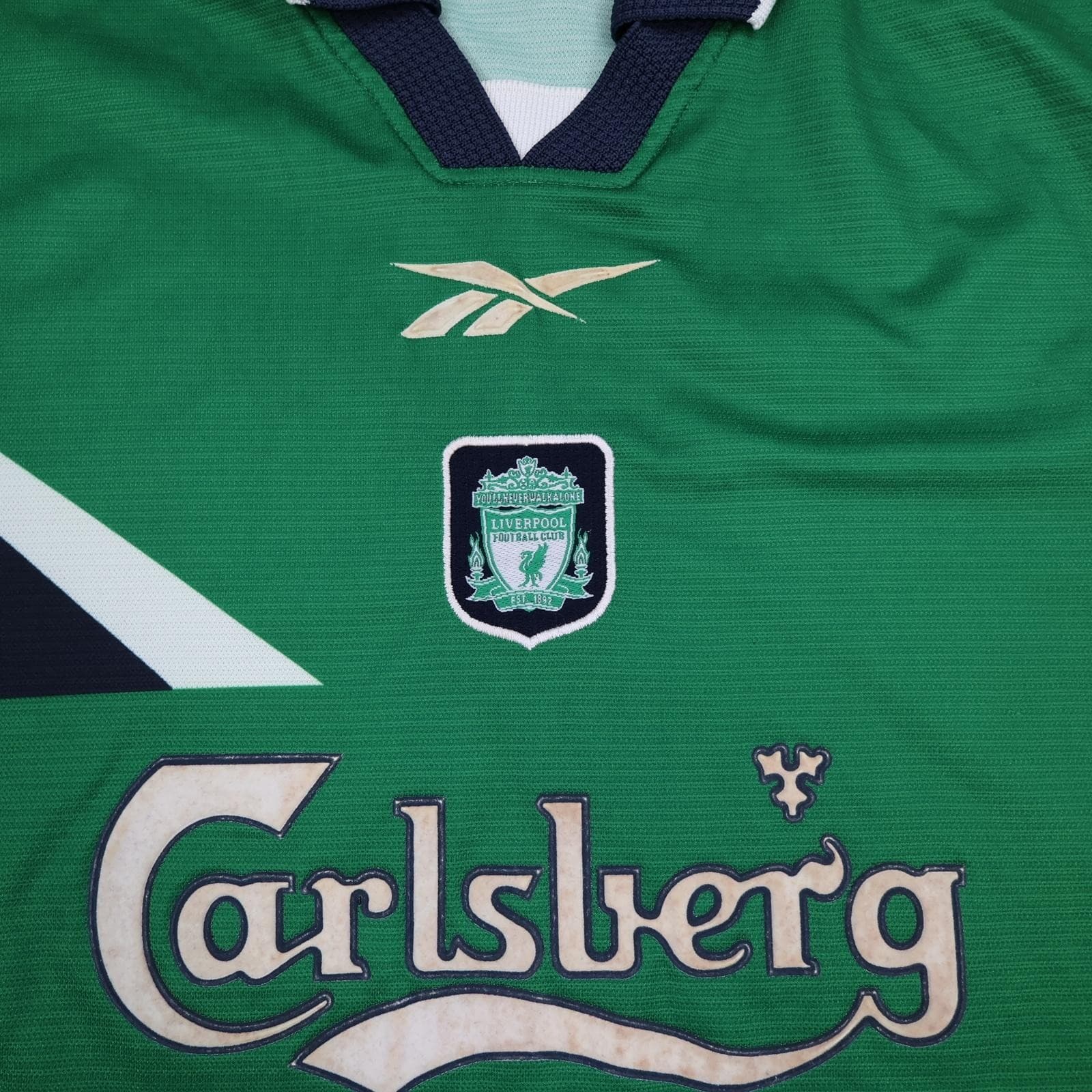 Vintage Liverpool Away Shirt Mens Small Green 1999 2001 Reebok Carlsberg photo 3
