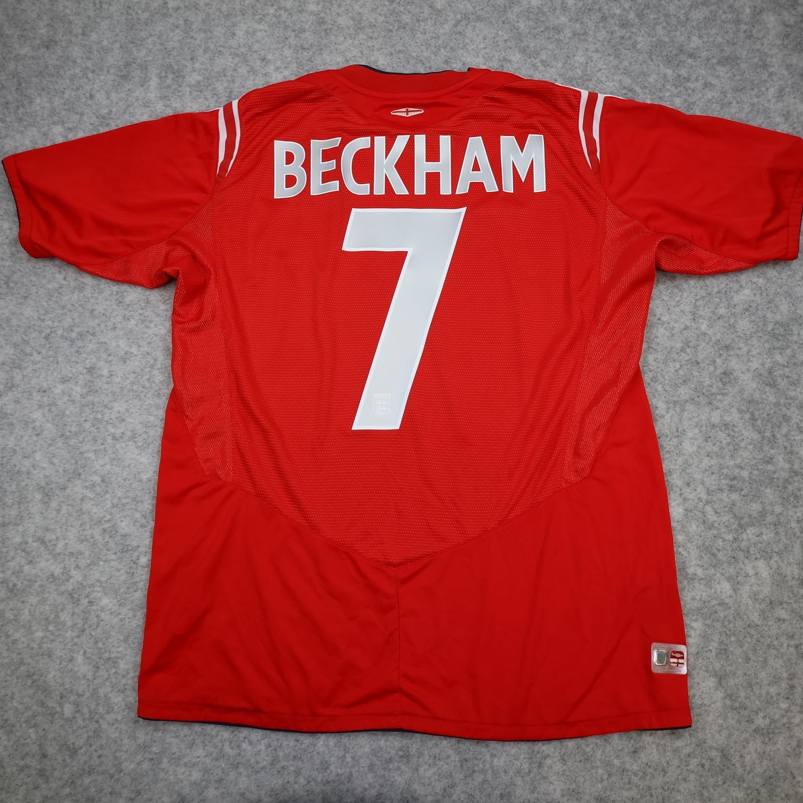 Vintage England Away Shirt Mens Large Red 2004 2006 Umbro Beckham 7 Jersey