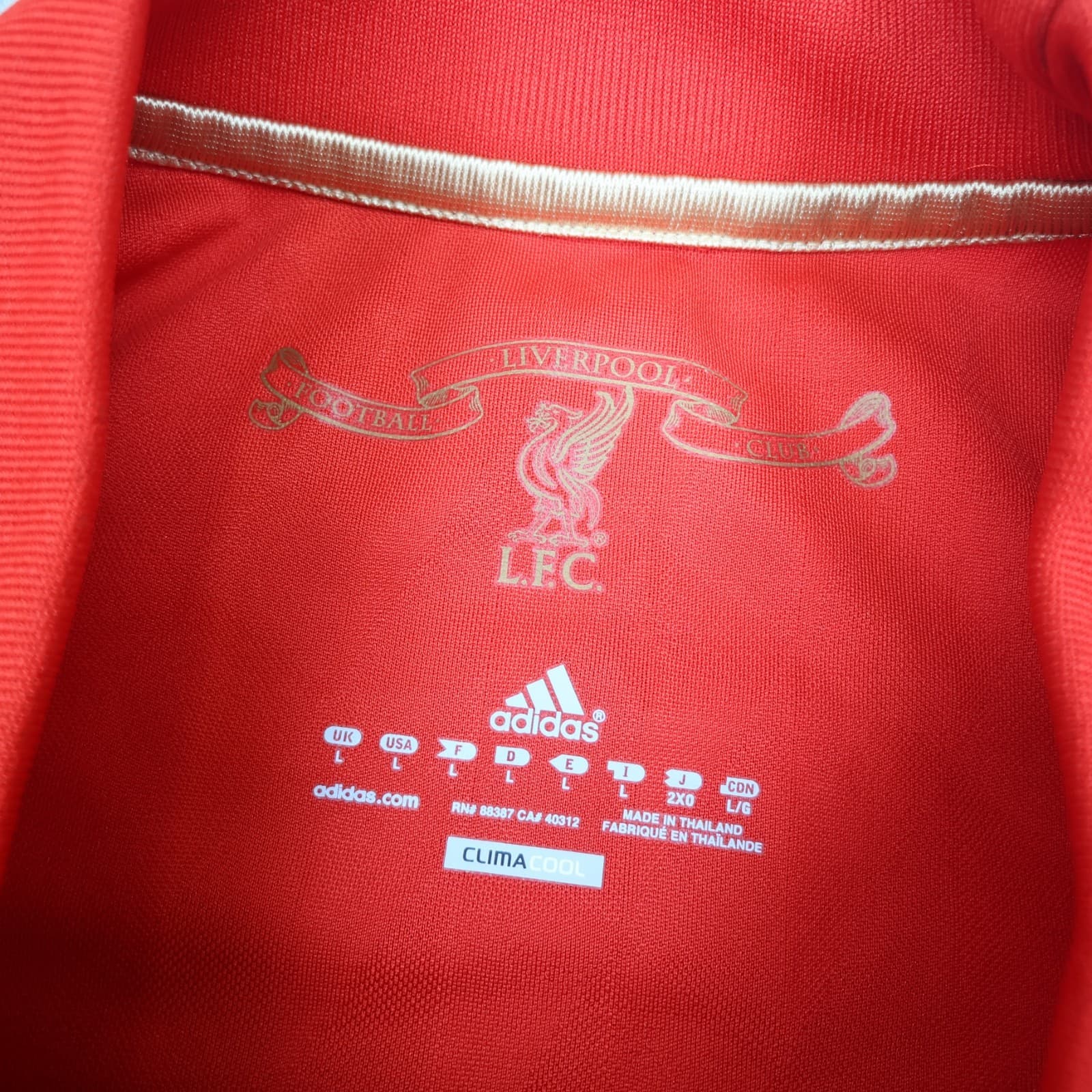Vintage Liverpool Shirt Large Red Home Kit 2010 2011 Adidas Soccer Jersey photo 8