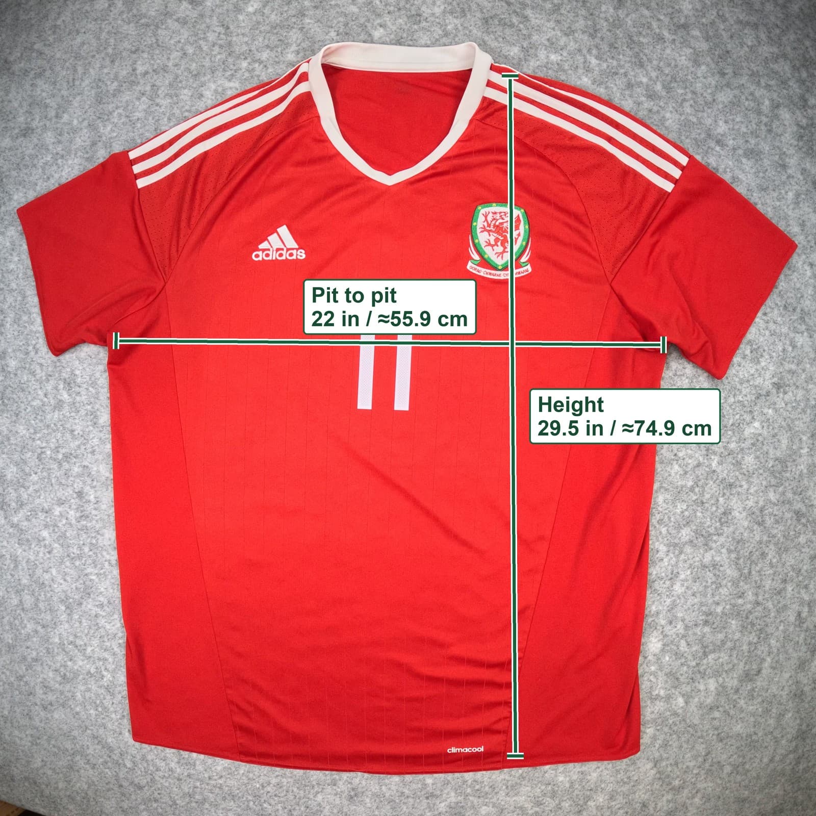 Wales Football Shirt Extra Large Red Home 2016 17 adidas Gareth Bale 11 Jersey photo 5