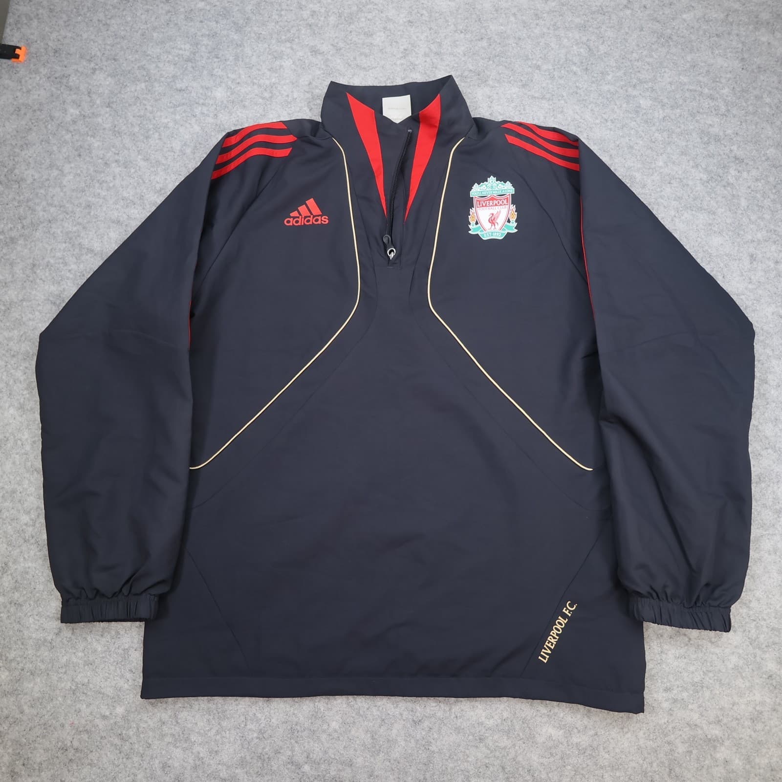 Liverpool Tracksuit Top Large Black Adidas Track 2009 2010 1/4 Zip Jacket 38/40