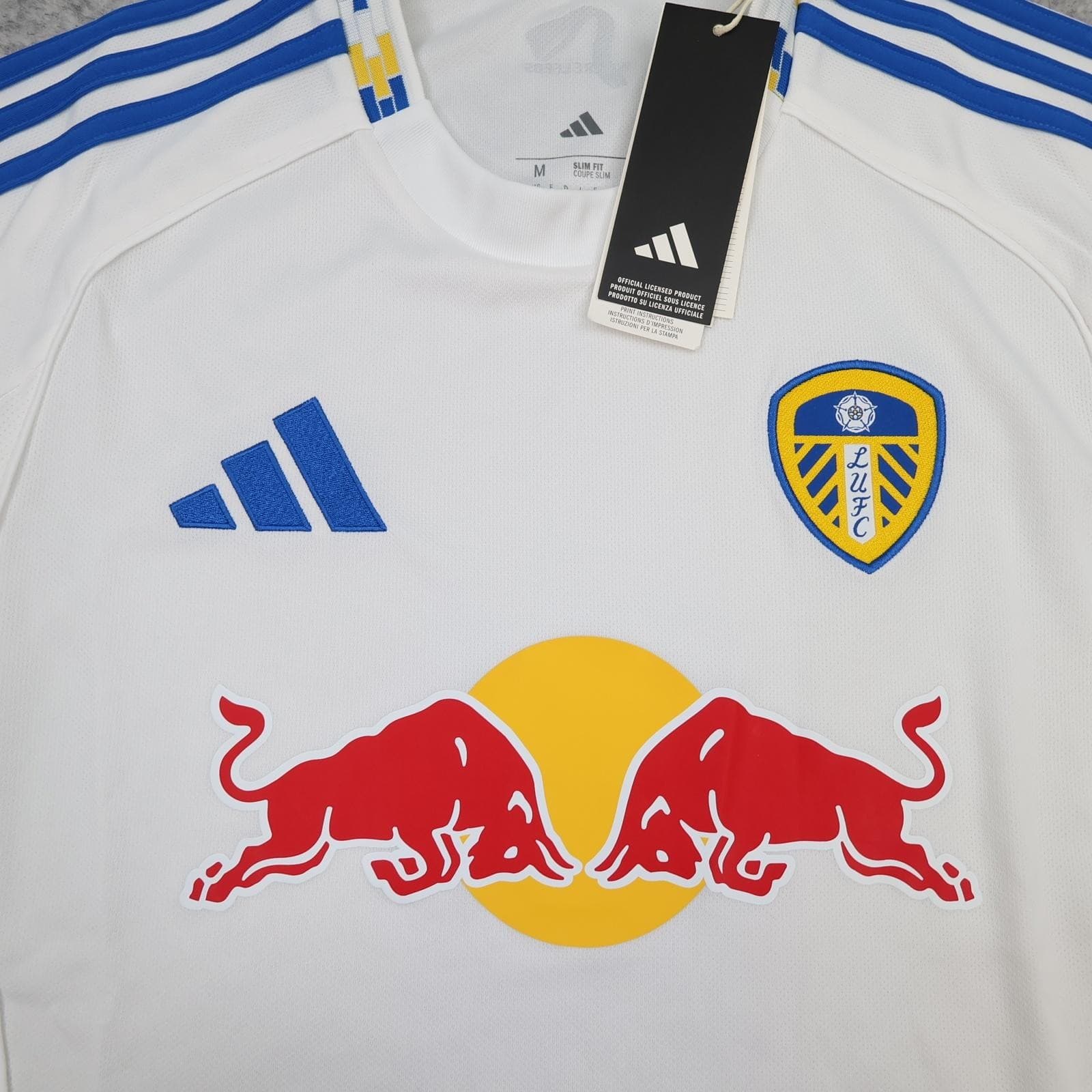 Leeds United Shirt Mens Medium White Home 2025 202 Adidas Red Bull Soccer Jersey photo 3