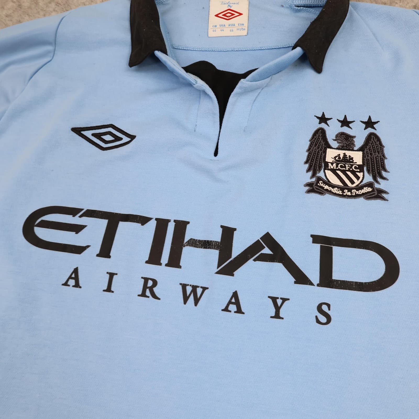 Manchester City Shirt Mens Large Blue Home 2012 2013 Umbro Tevez Soccer Jersey photo 3