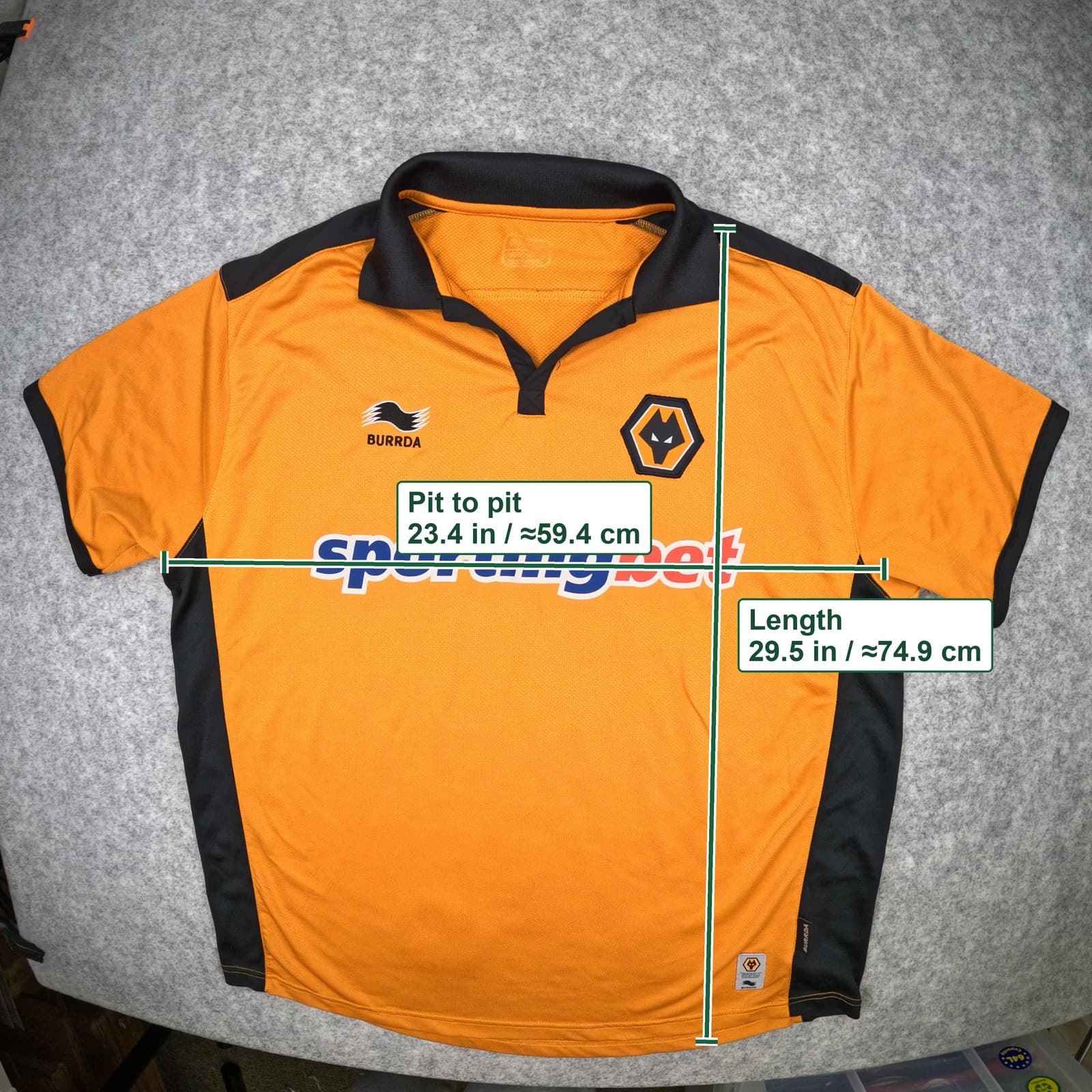 Wolverhampton Wanderers Football Shirt Extra Large 2010 2011 Gold Home Burrda photo 4
