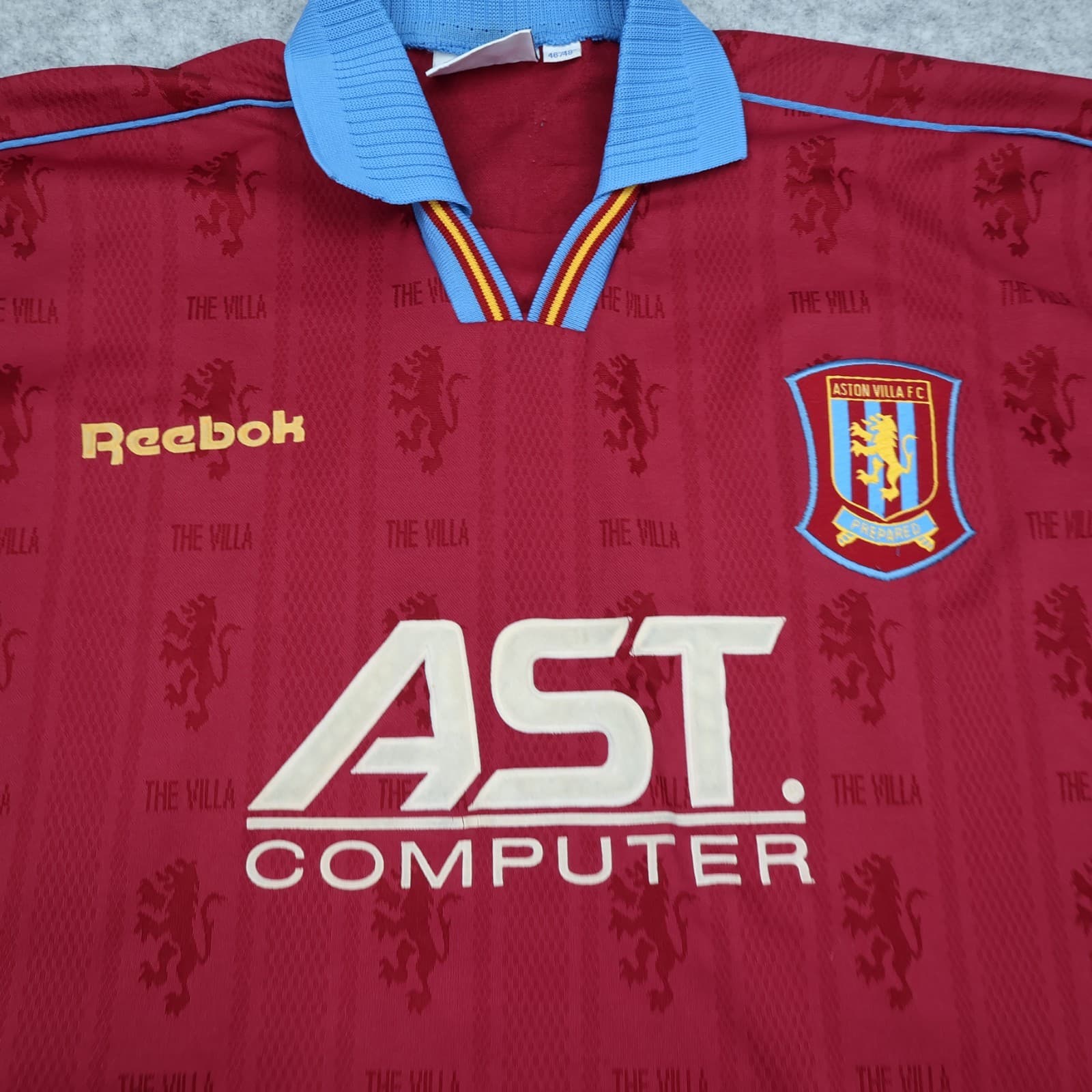 Vintage Aston Villa Shirt 2XL Burgundy Home Kit 1995 1997 Reebok Jersey 46" 48" photo 3