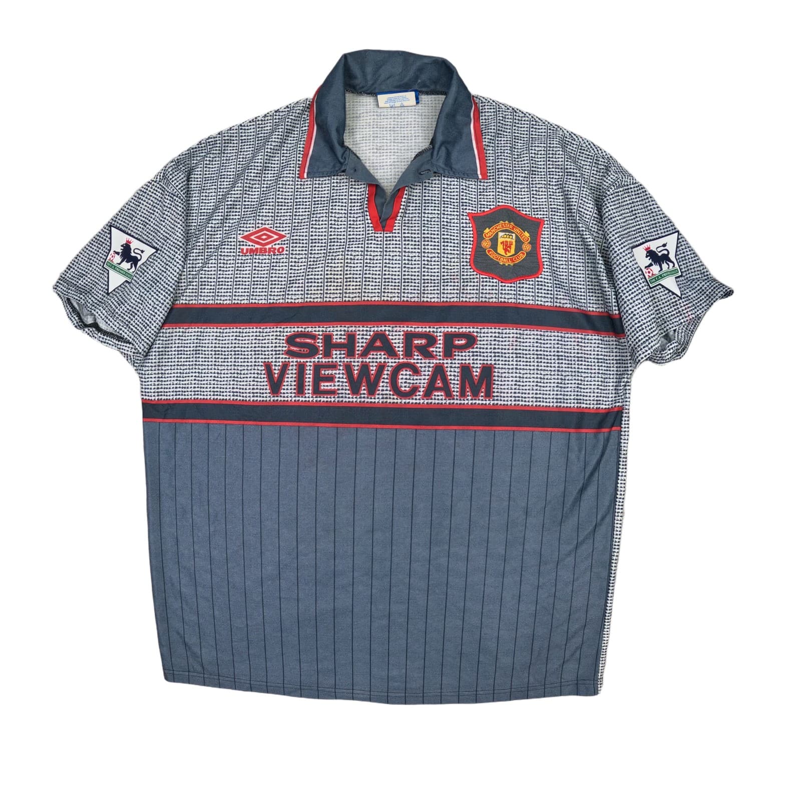 Manchester United Football Shirt Large Grey Away 1995 1996 Umbro Eric Cantona 7 photo 2