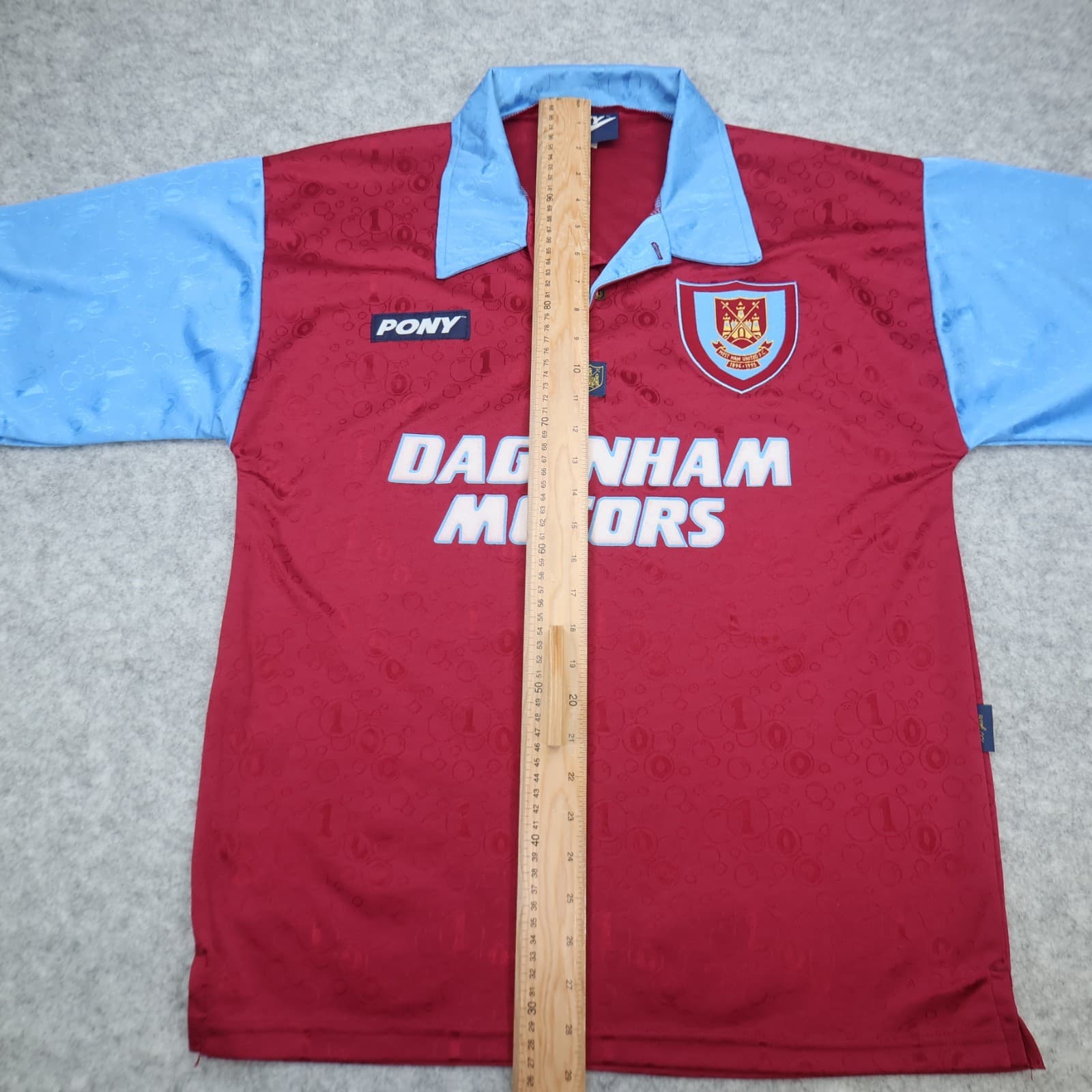 Vintage West Ham Shirt Medium Blue 1995 1997 Pony Home Shirt Soccer Jersey photo 12