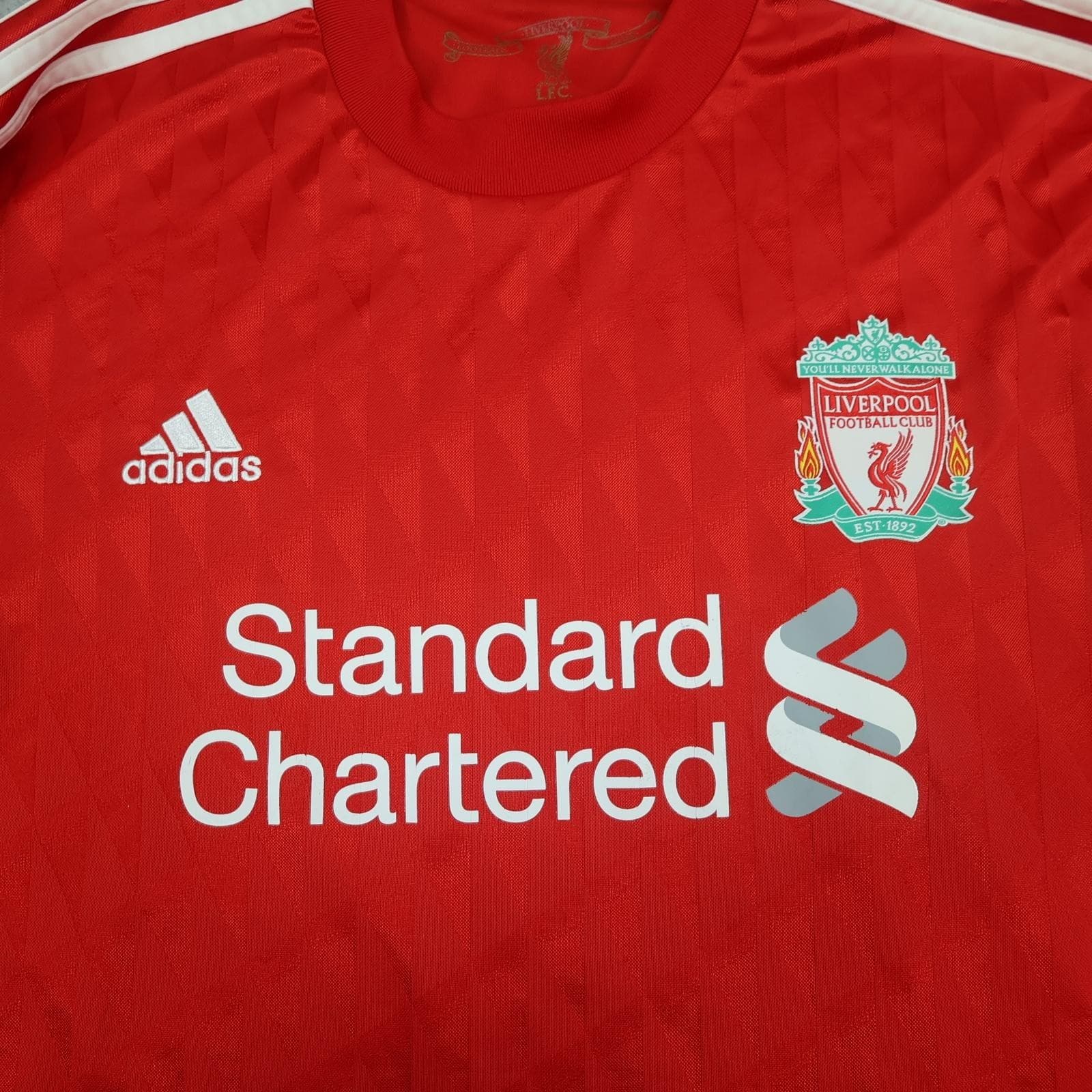 Liverpool Shirt Mens Large Red Home 2010 2012 EPL Football Adidas Torres 9 photo 6