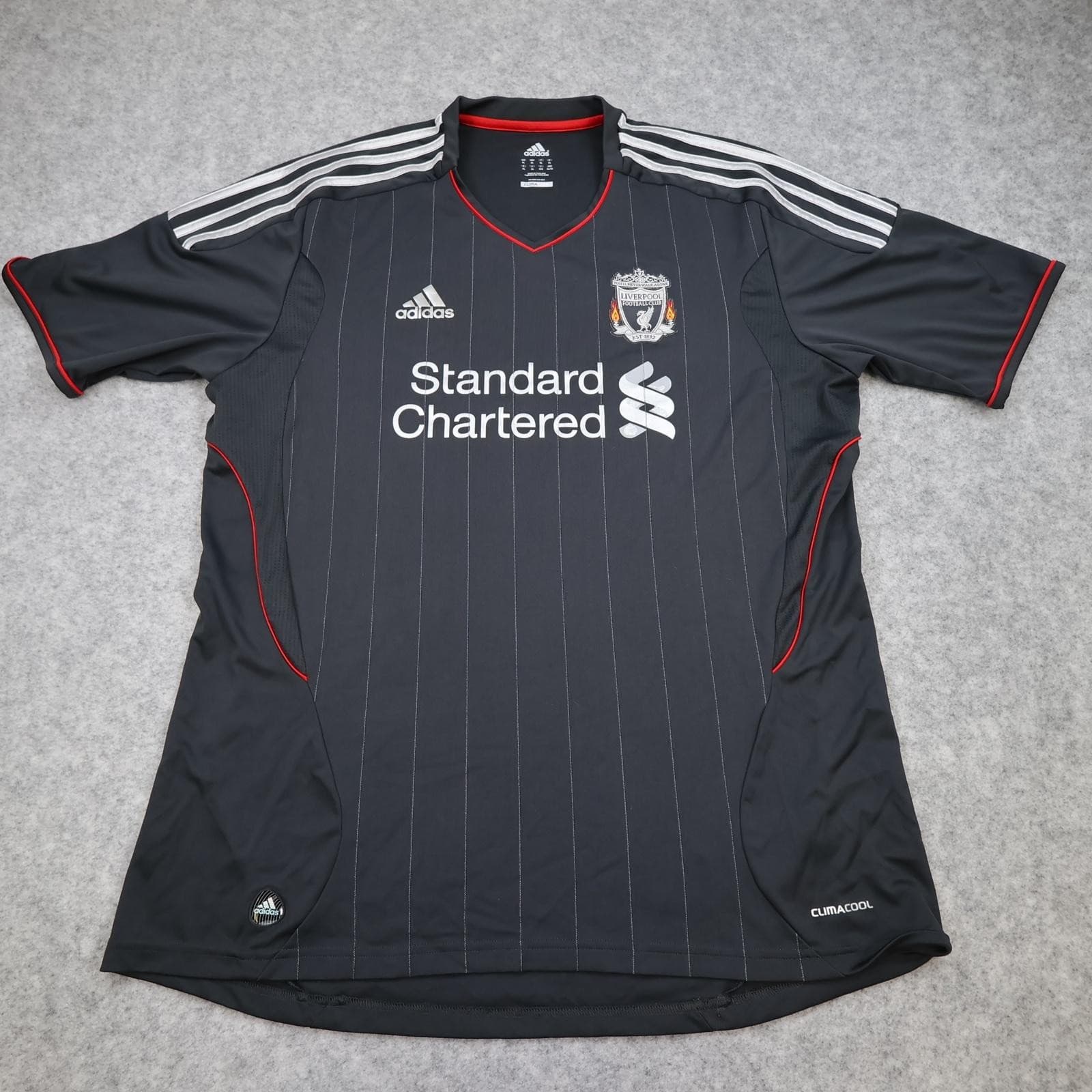 Liverpool Shirt Mens XL Black Away Kit 2011 2012 Adidas Standard Chartered