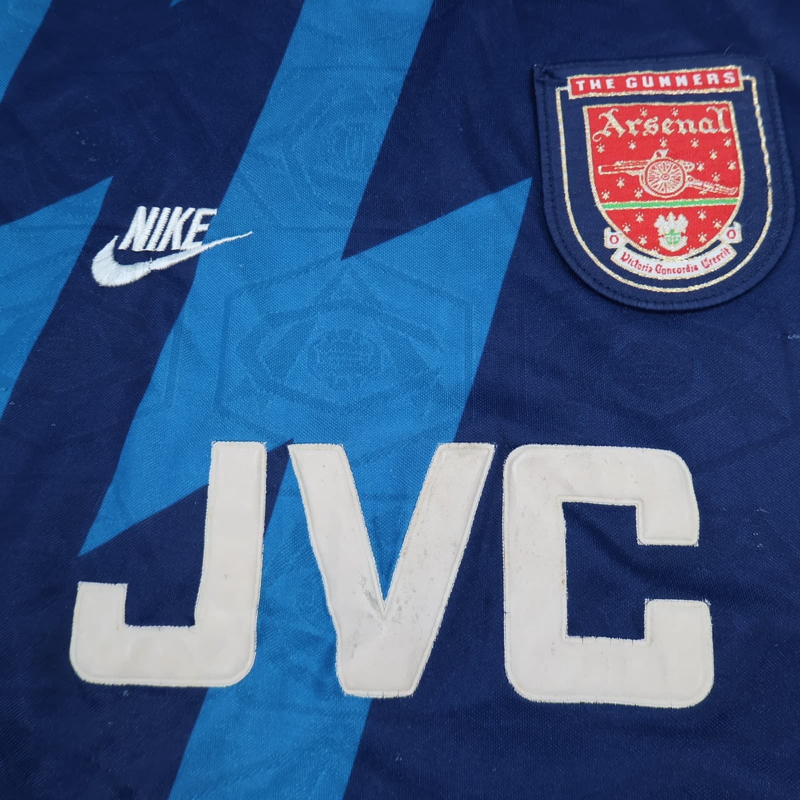 Vintage Arsenal Shirt Small Blue Away Kit 1995 1996 Soccer Jersey JVC Gunner AFC photo 3