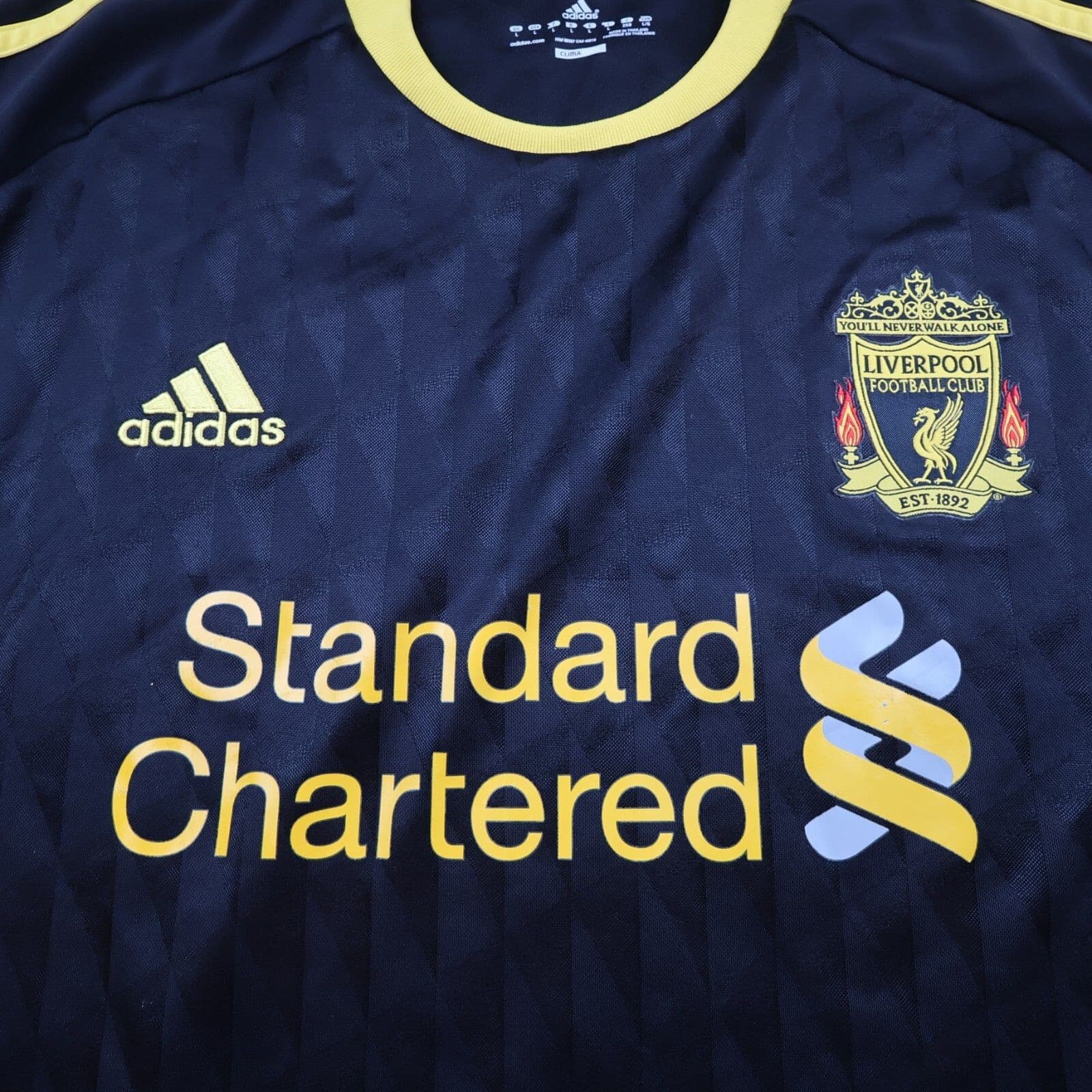 Liverpool Shirt Large Black Away Kit 2010 2011 Adidas Soccer Jersey Luis Suarez photo 3