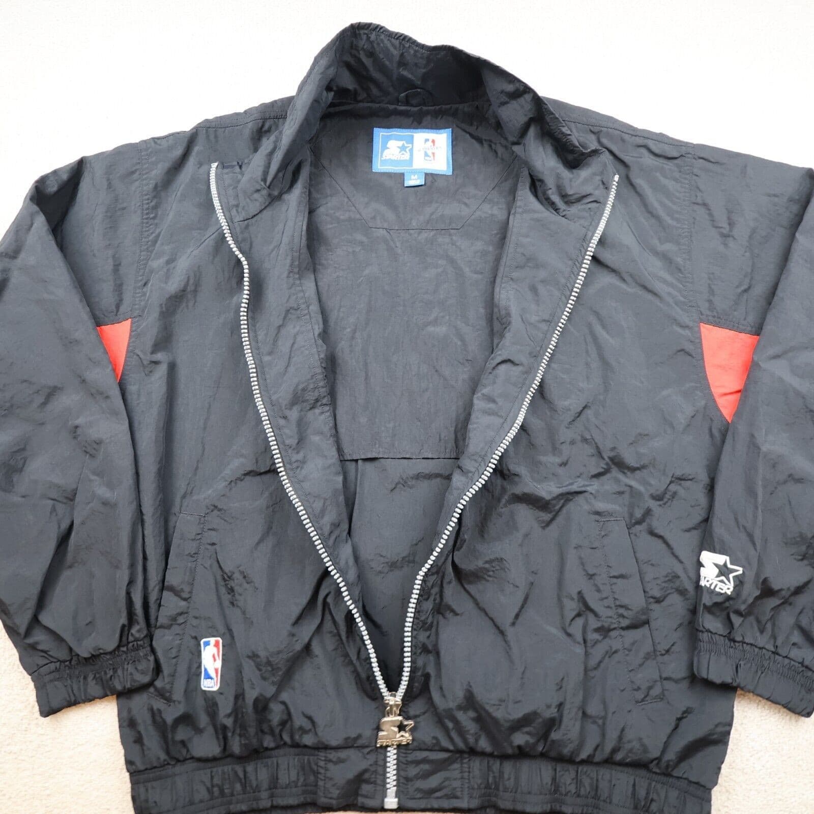Vintage Chicago Bulls Jacket Medium Black Starter 90s Basketball Tracksuit Track photo 7