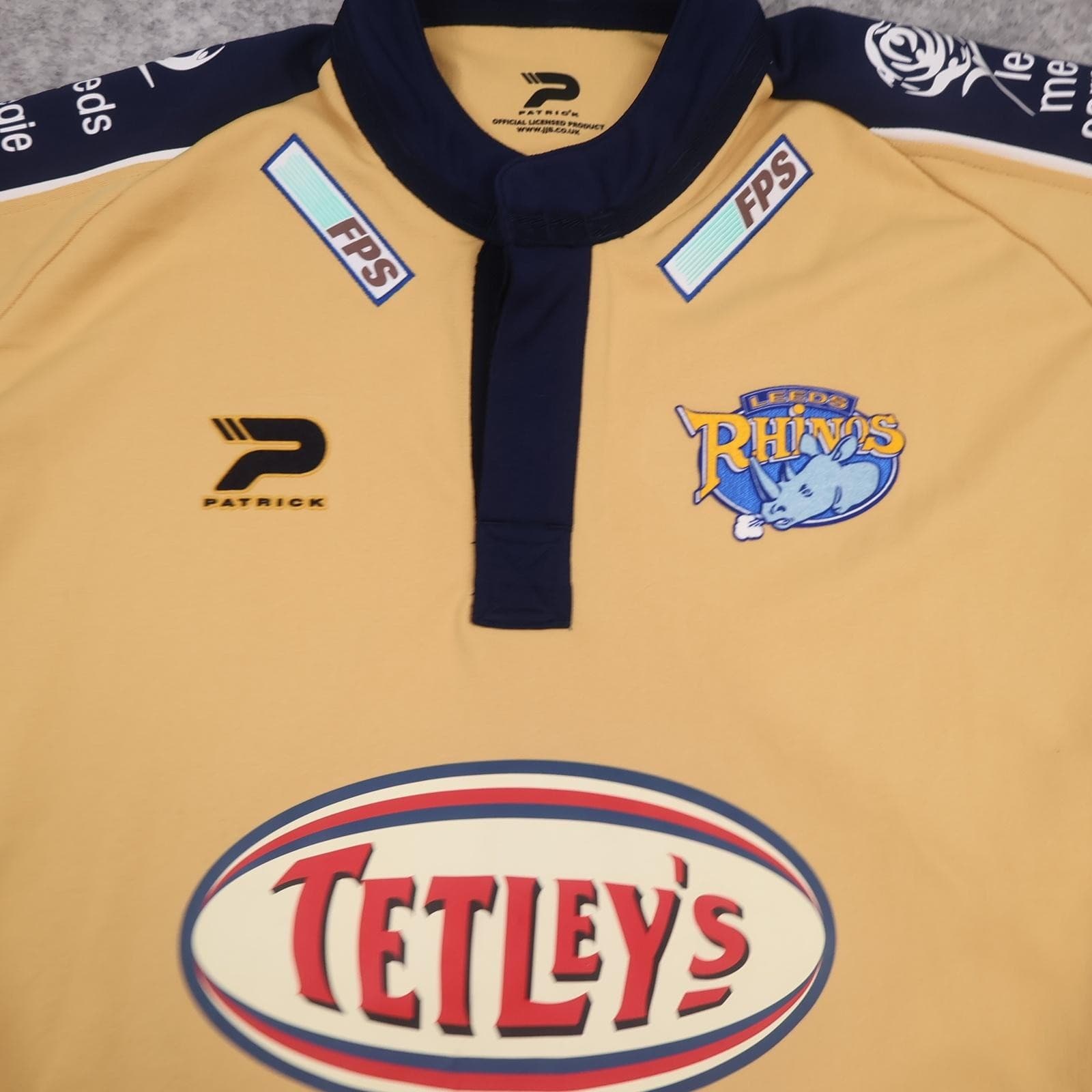 Vintage Leeds Rhinos Shirt Mens Large Gold Rugby League Patrick Tetley's KIA photo 3