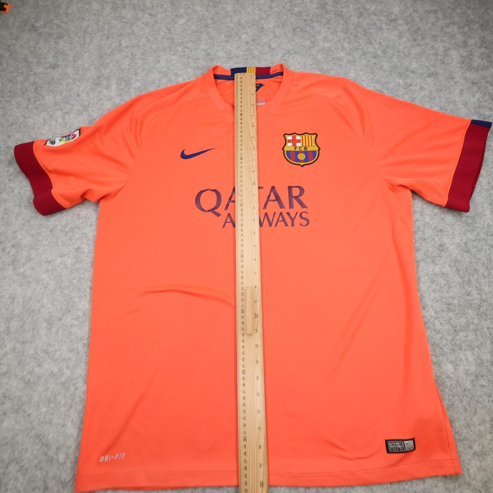 Barcelona Shirt Mens 2XL Orange Away 2014 2015 Football Nike Qatar Airways photo 15