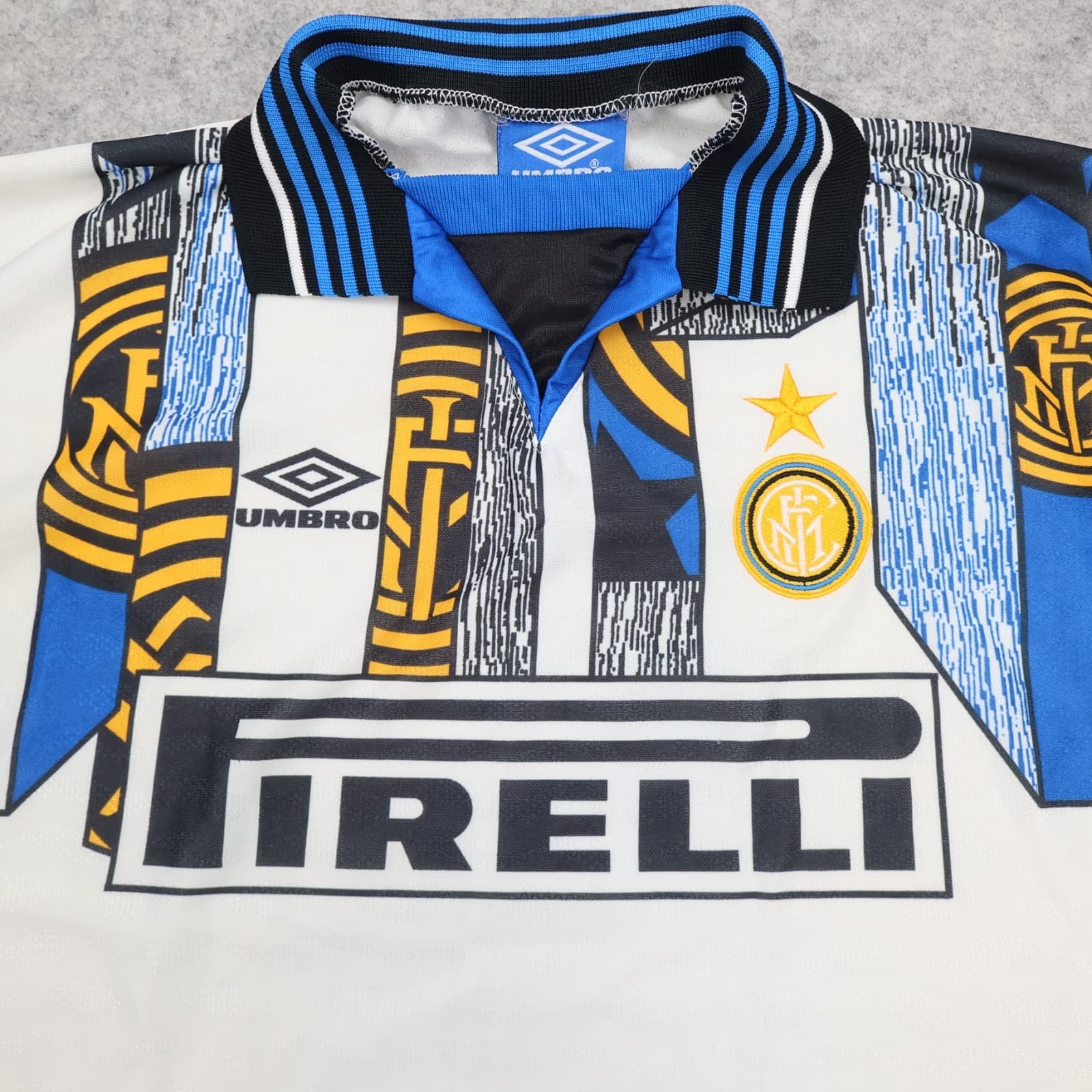 Vintage Inter Milan Shirt Large White Third Umbro Football Jersey 1995 1996 photo 3