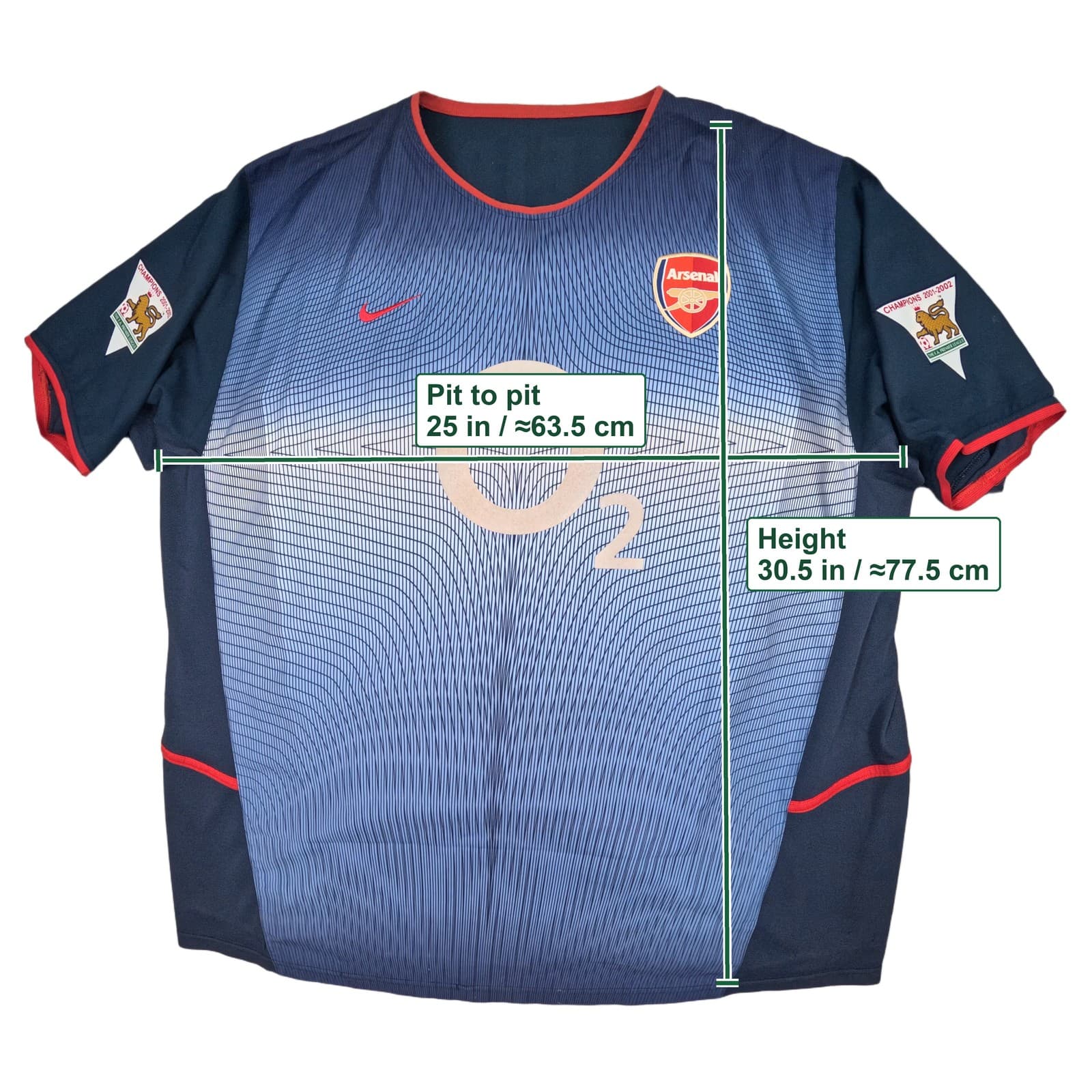 Vintage Arsenal Football Shirt Blue Away 2002 2004 Nike Vieira 4 Soccer Jersey photo 5